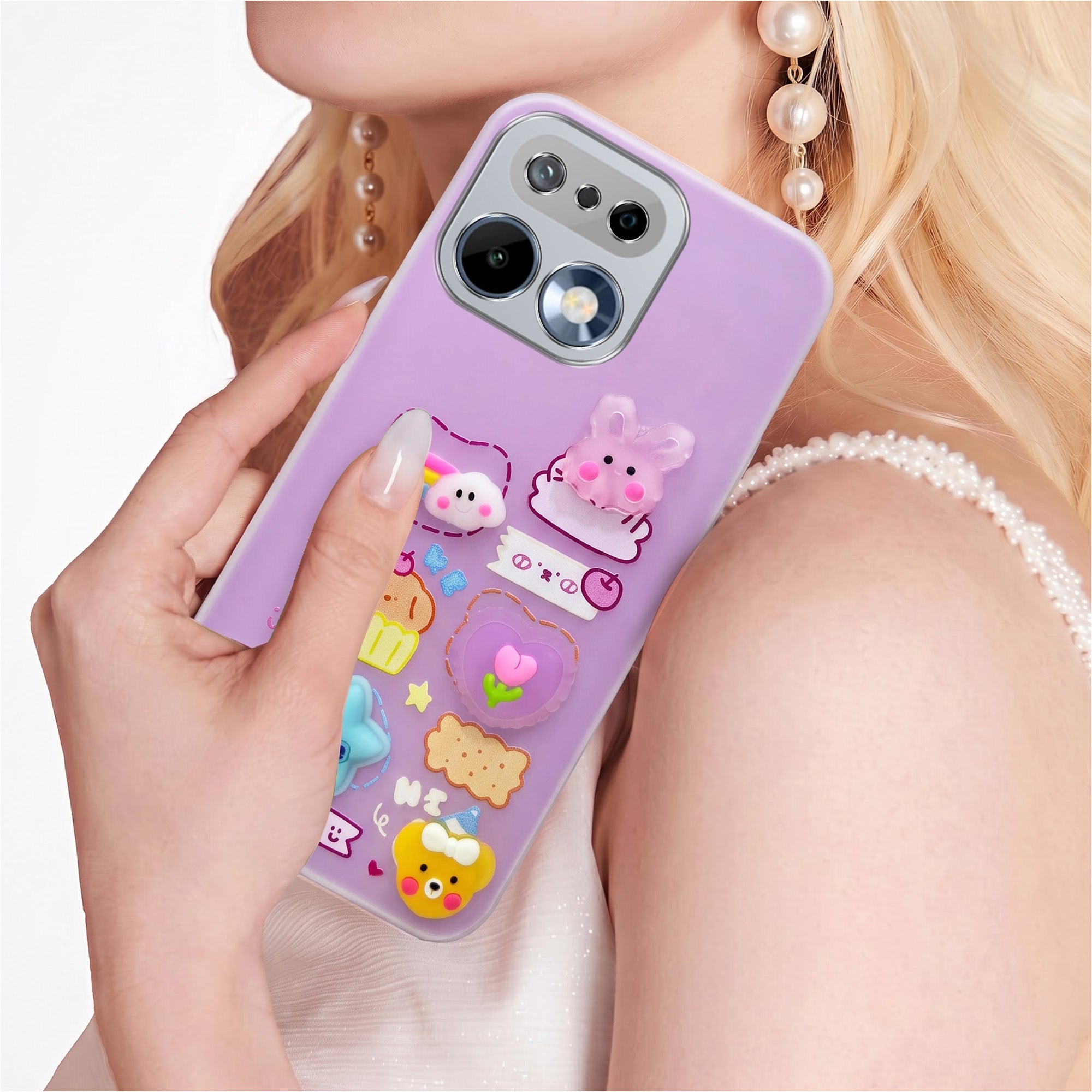 For Realme 16 Pro Back Cover Case (3D Cute Cartoons | Hard Back Side Soft | Matte Premium Finish | HD Printing)