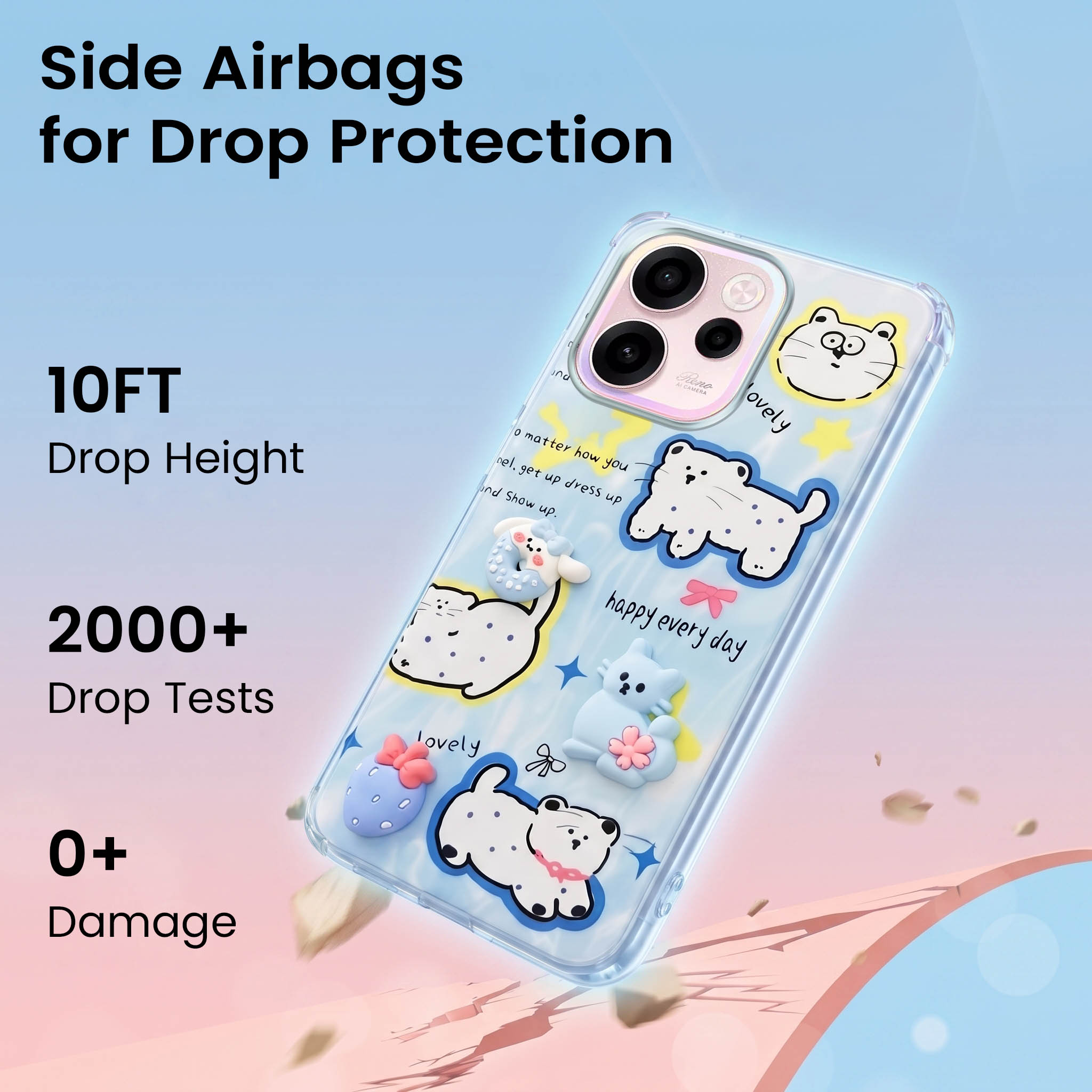 For Oppo Reno 15c Back Cover Case (3D Cute Cartoons | Hard Back Side Soft | Matte Premium Finish | HD Printing)