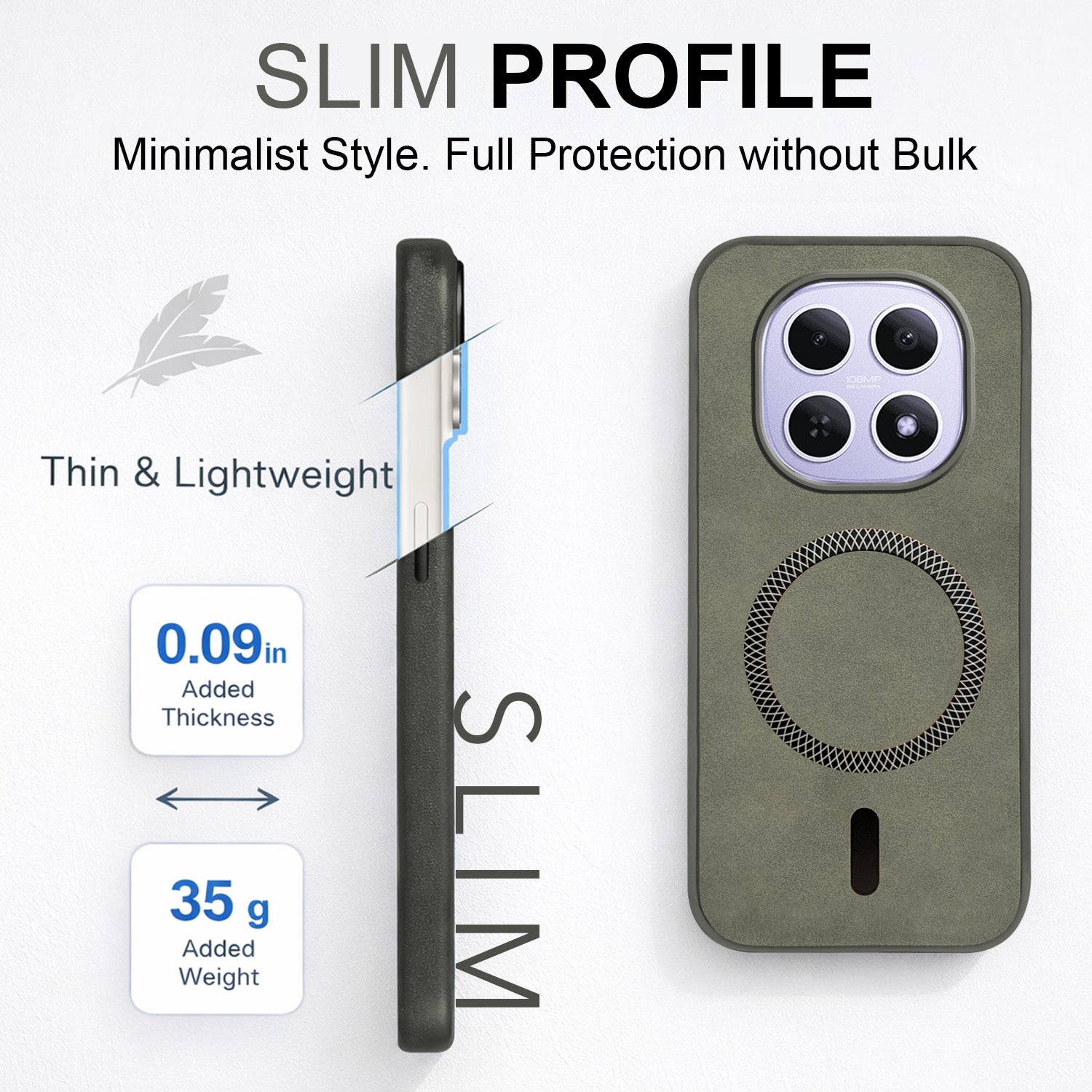 For Xiaomi Redmi Note 15 5G | Redmi Note 15 SE 5G Back Cover Case Leather Finish (MagSafe Compatible Wireless Charging | Soft Touch | Camera Bump Protection)