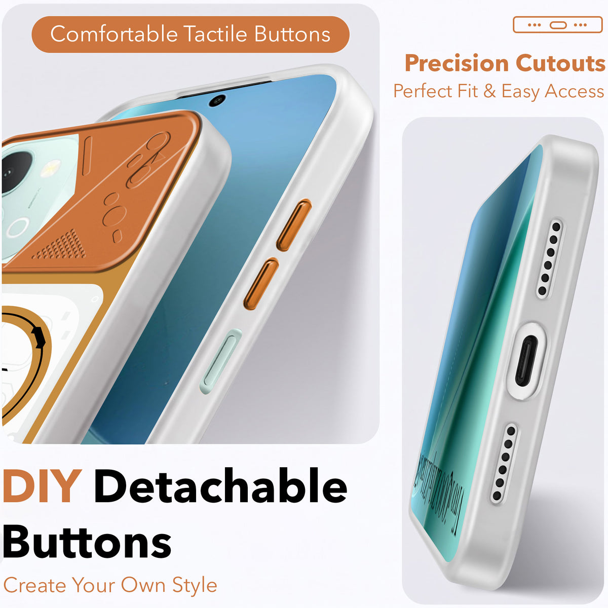 For Vivo iQOO Z11x 5G | Vivo iQOO Z11xa Metallic Back Cover Case (Metallic Camera Protection & Buttons | Translucent Milky Shade | Hard Polycarbonate)