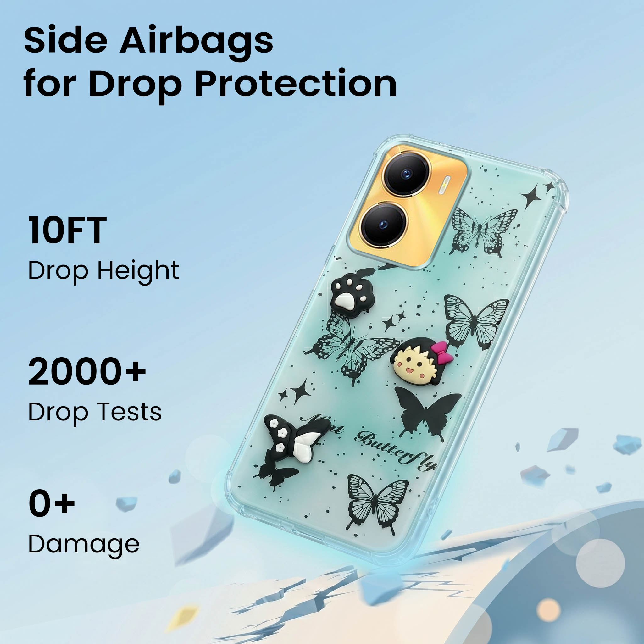 For Vivo Y56 5G Back Cover Case (3D Cute Cartoons | Hard Back Side Soft | Matte Premium Finish | HD Printing)