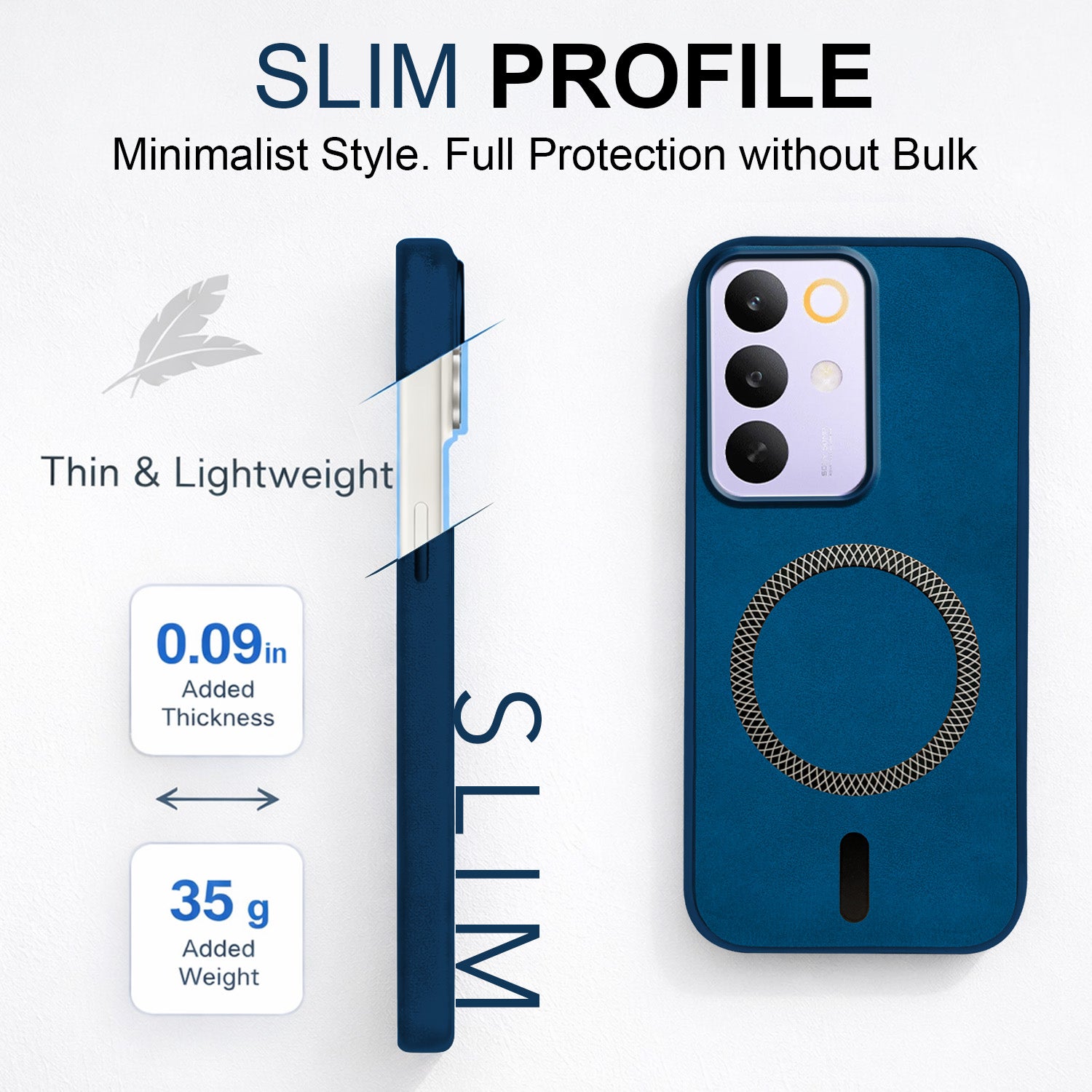 For Realme C85 5G | Realme Narzo 90x Back Cover Case Leather Finish (MagSafe Compatible Wireless Charging | Soft Touch | Camera Bump Protection)