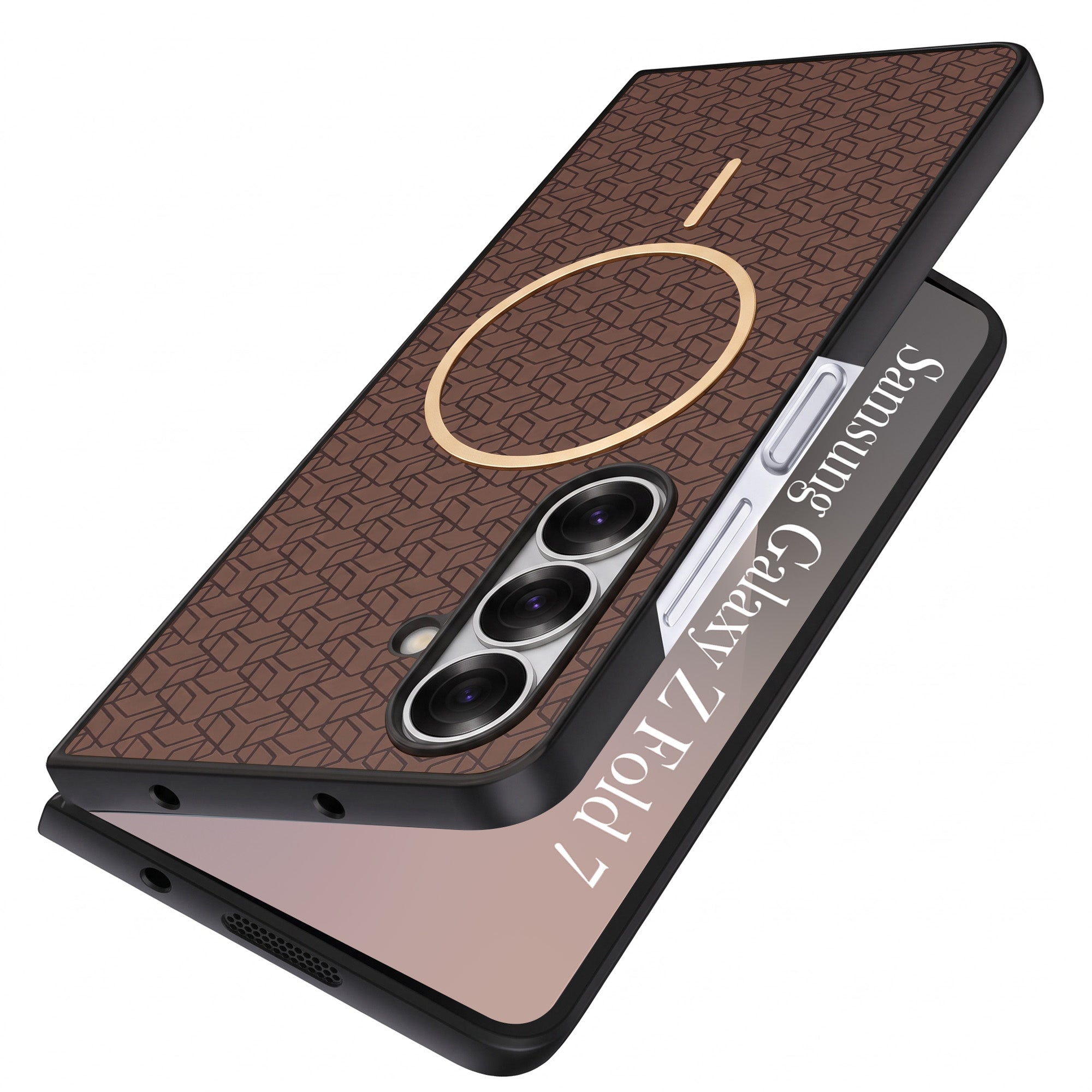 For Samsung Galaxy Z Fold 7 Back Cover Case Leather Finish (MagSafe Wireless Charging Compatible | Inside Microfiber Cloth)