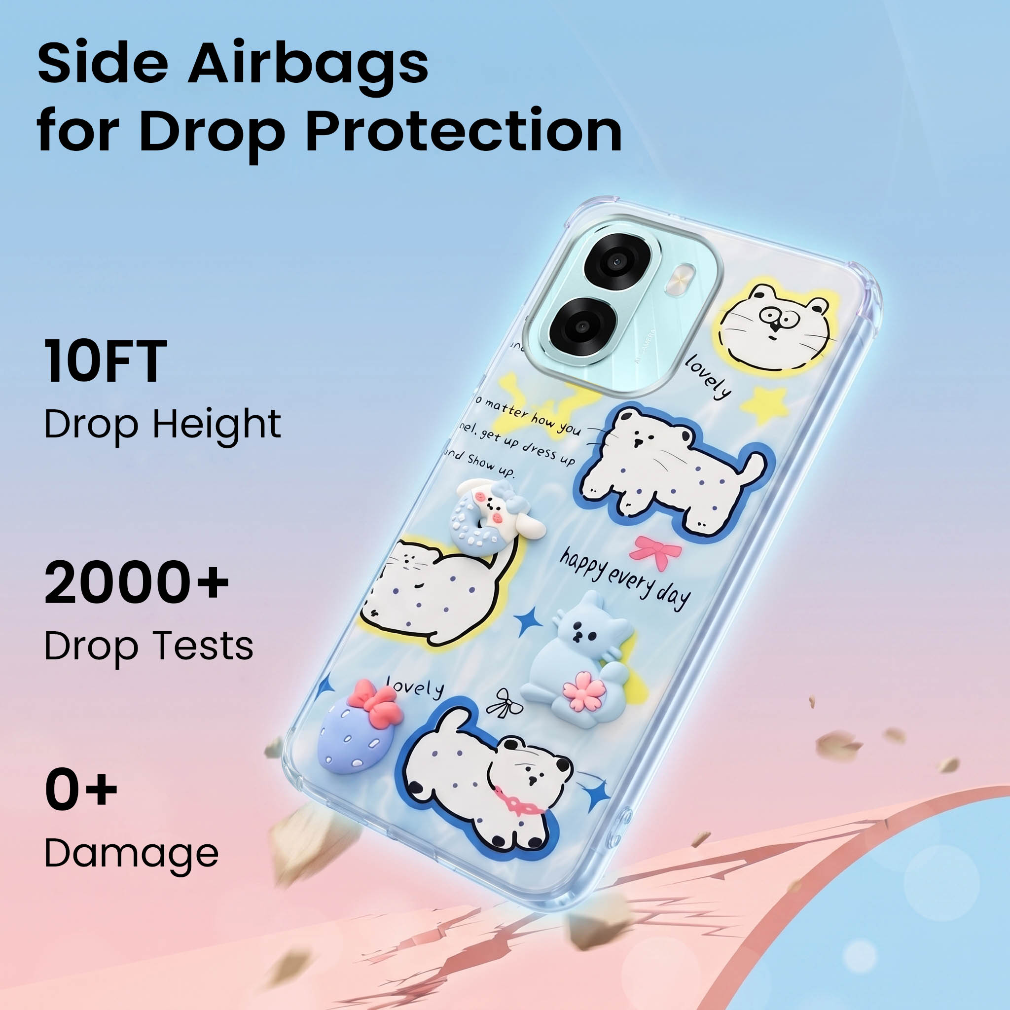 For Oppo A6X | Oppo A6S Back Cover Case (3D Cute Cartoons | Hard Back Side Soft | Matte Premium Finish | HD Printing)