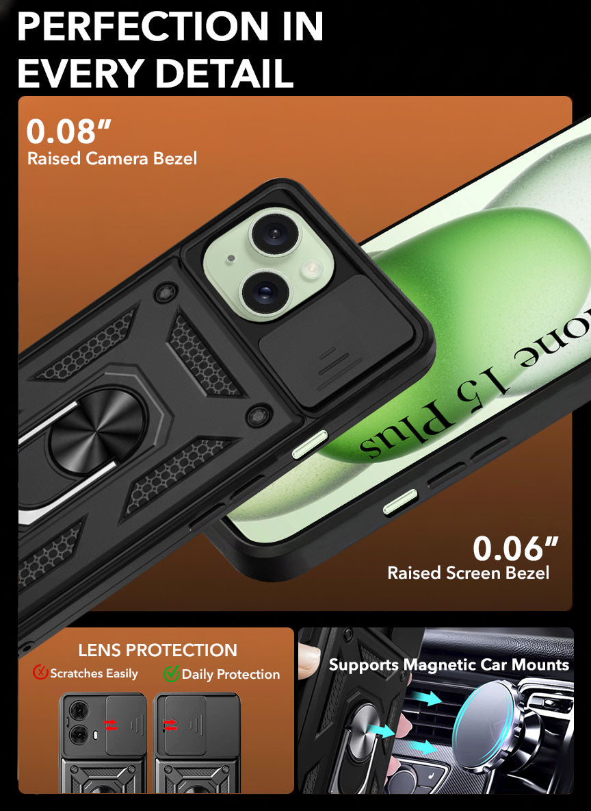 For iPhone 15 Plus Back Cover Case (Hybrid Armor Polycarbonate)