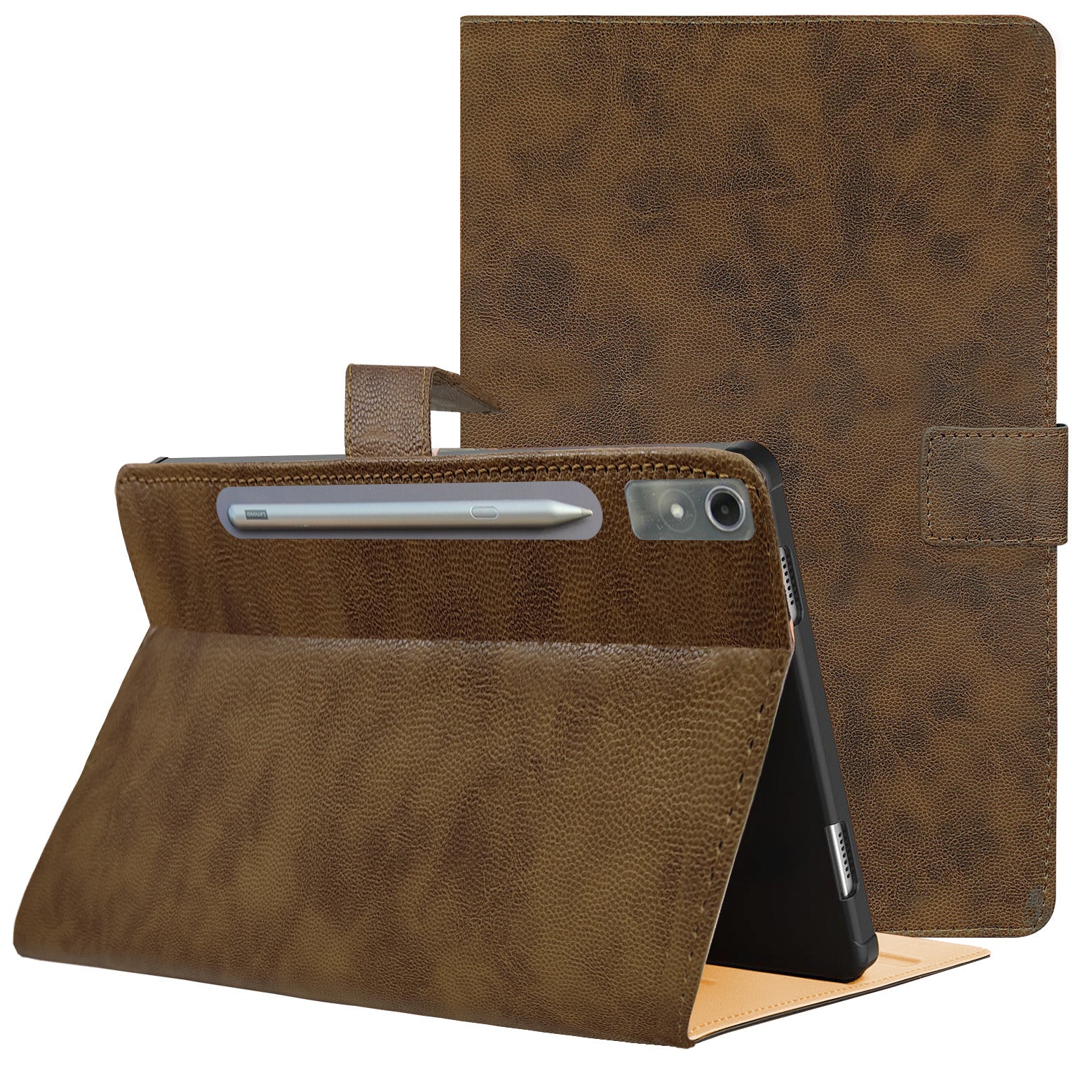 For Lenovo Tab P12 12.7 Inch ZACH0165US  Flip Cover Folio Cover (PU Leather | Multi-Angle Smart Stand | Card Storage Slots | Silicone Back Pouch)