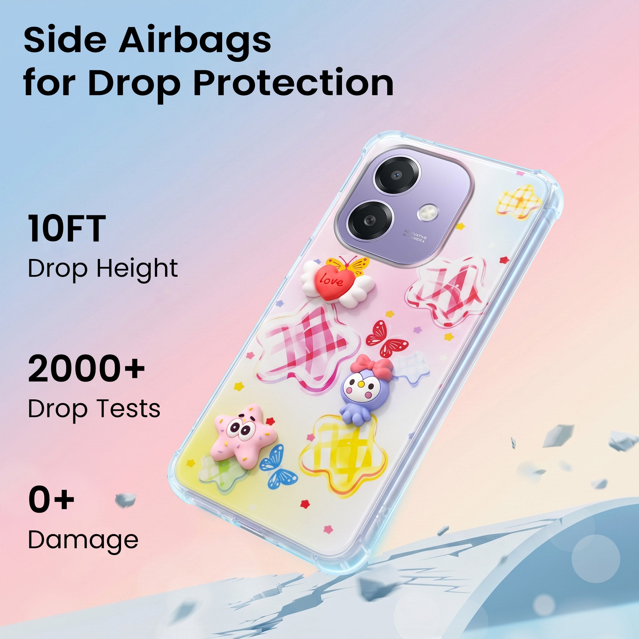 For Oppo A3X (4G/5G) | Oppo A3 5G Back Cover Case (3D Cute Cartoons | Hard Back Side Soft | Matte Premium Finish | HD Printing)