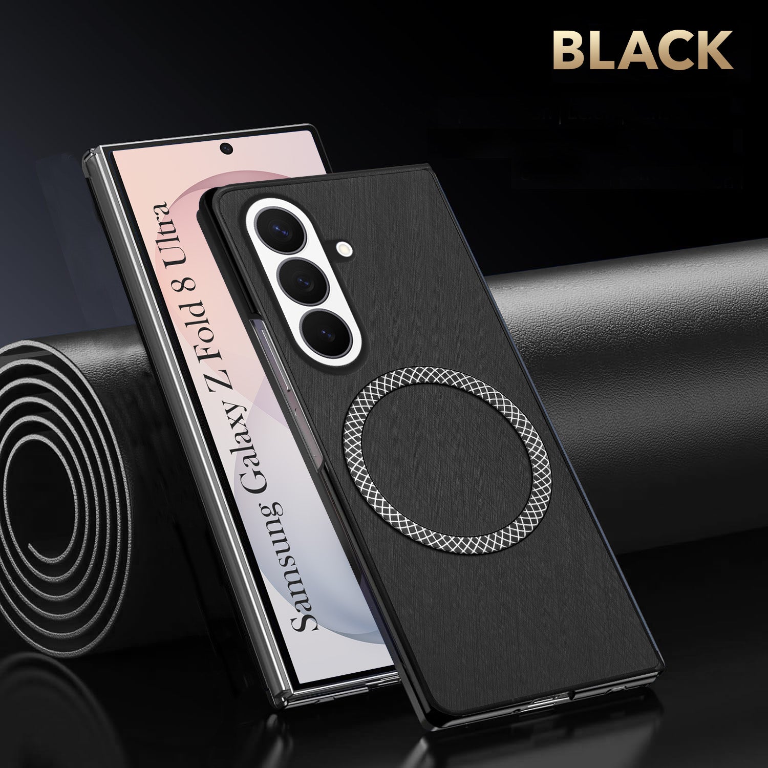 For Samsung Galaxy Z Fold 8 Ultra Back Cover Case Leather Finish (MagSafe Wireless Charging Compatible | Sleek and Professional)