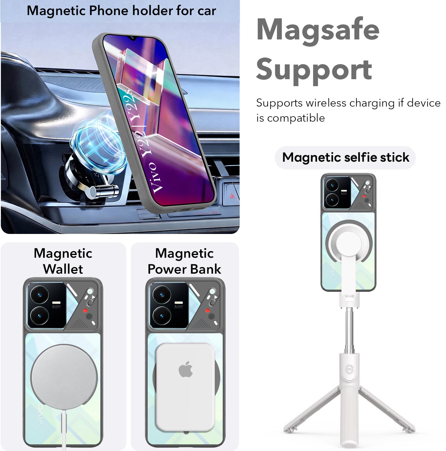 For Vivo Y22 | Vivo Y22s Back Cover Case Lifetime Anti-Yellow Clear (Camera Protection | Side Grip | Wireless MagSafe Compatible)