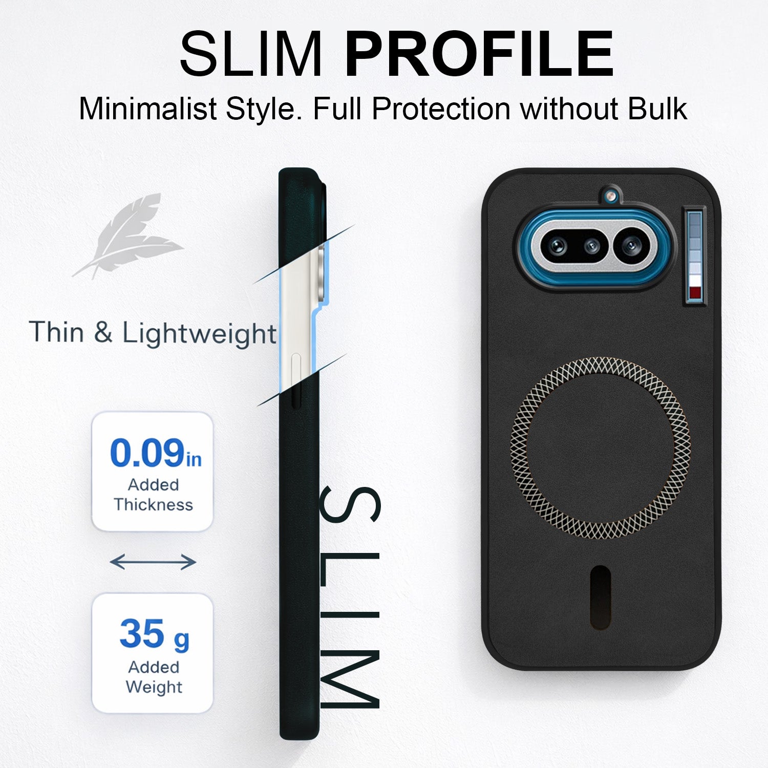 For Nothing Phone 4A 5G Back Cover Case Leather Finish (MagSafe Compatible Wireless Charging | Soft Touch | Camera Bump Protection)