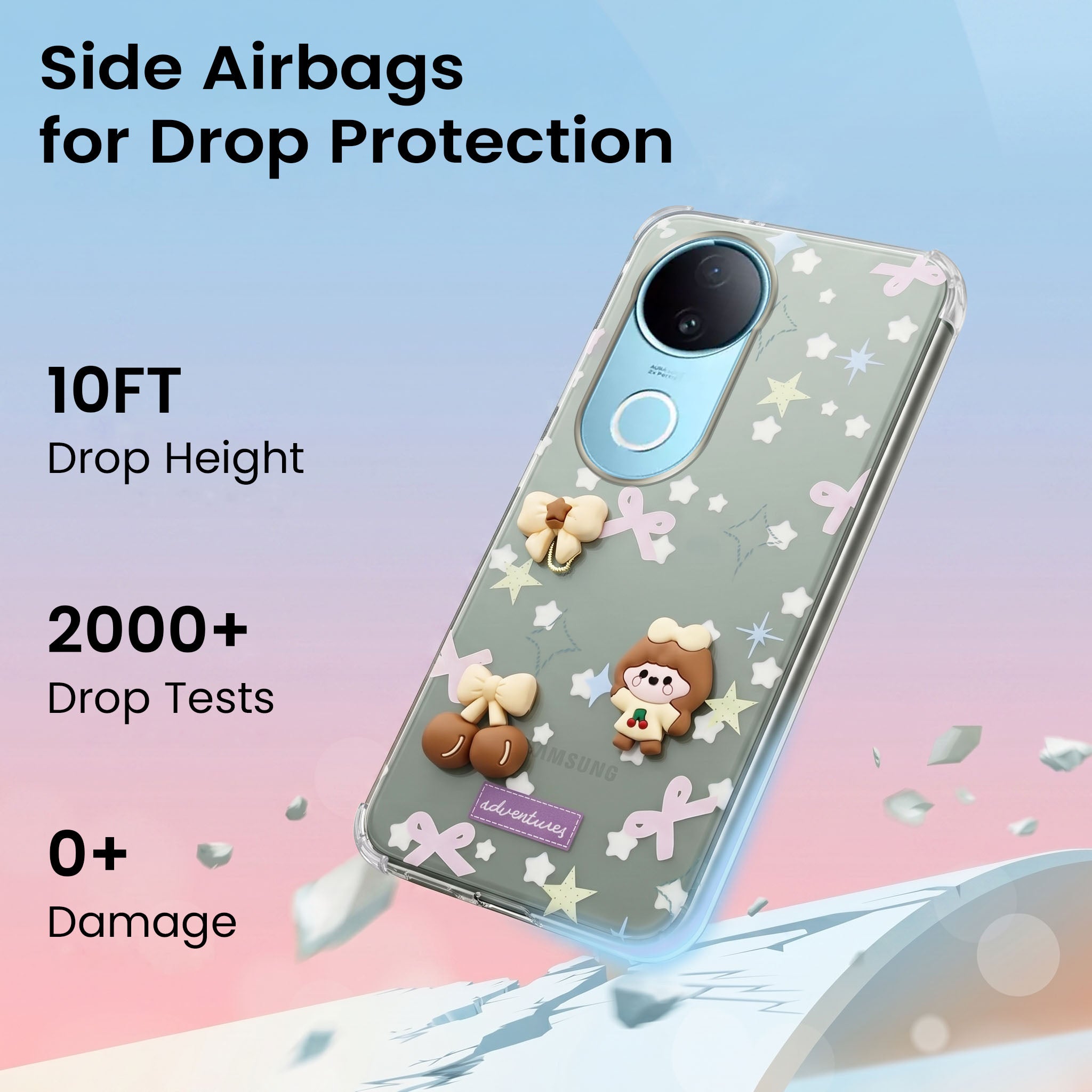 For Vivo iQOO Z10R Back Cover Case (3D Cute Cartoons | Hard Back Side Soft | Matte Premium Finish | HD Printing)
