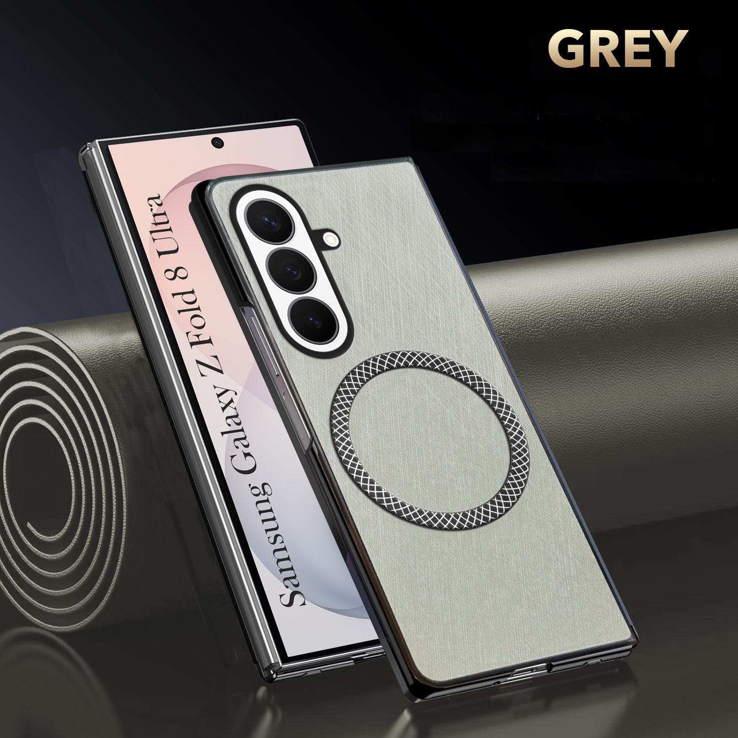 For Samsung Galaxy Z Fold 8 Ultra Back Cover Case Leather Finish (MagSafe Wireless Charging Compatible | Sleek and Professional)