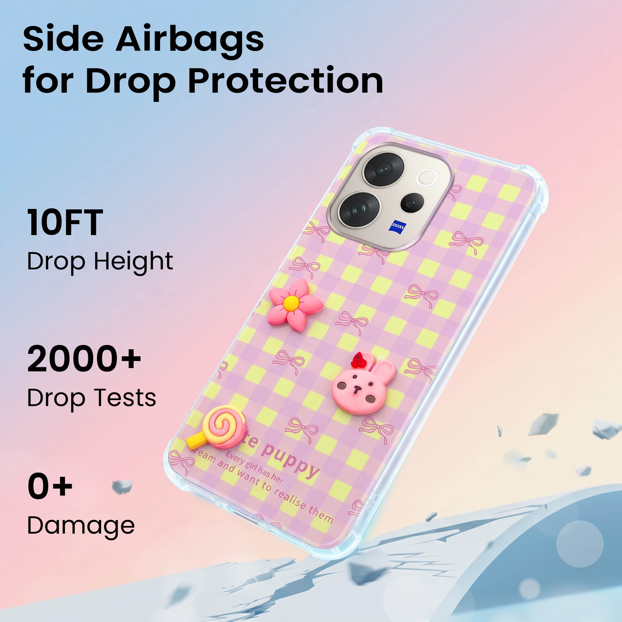 For Vivo V70 | Vivo V70 Elite 5G Back Cover Case (3D Cute Cartoons | Hard Back Side Soft | Matte Premium Finish | HD Printing)