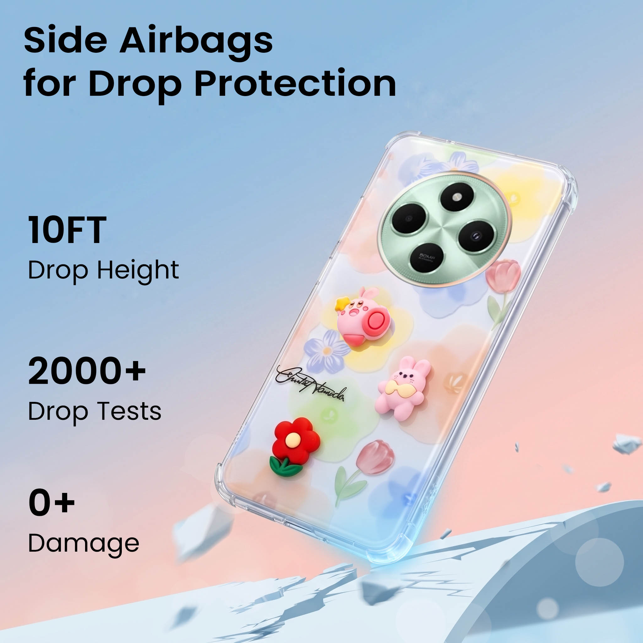 For Poco C75 | Poco M7 Back Cover Case (3D Cute Cartoons | Hard Back Side Soft | Matte Premium Finish | HD Printing)