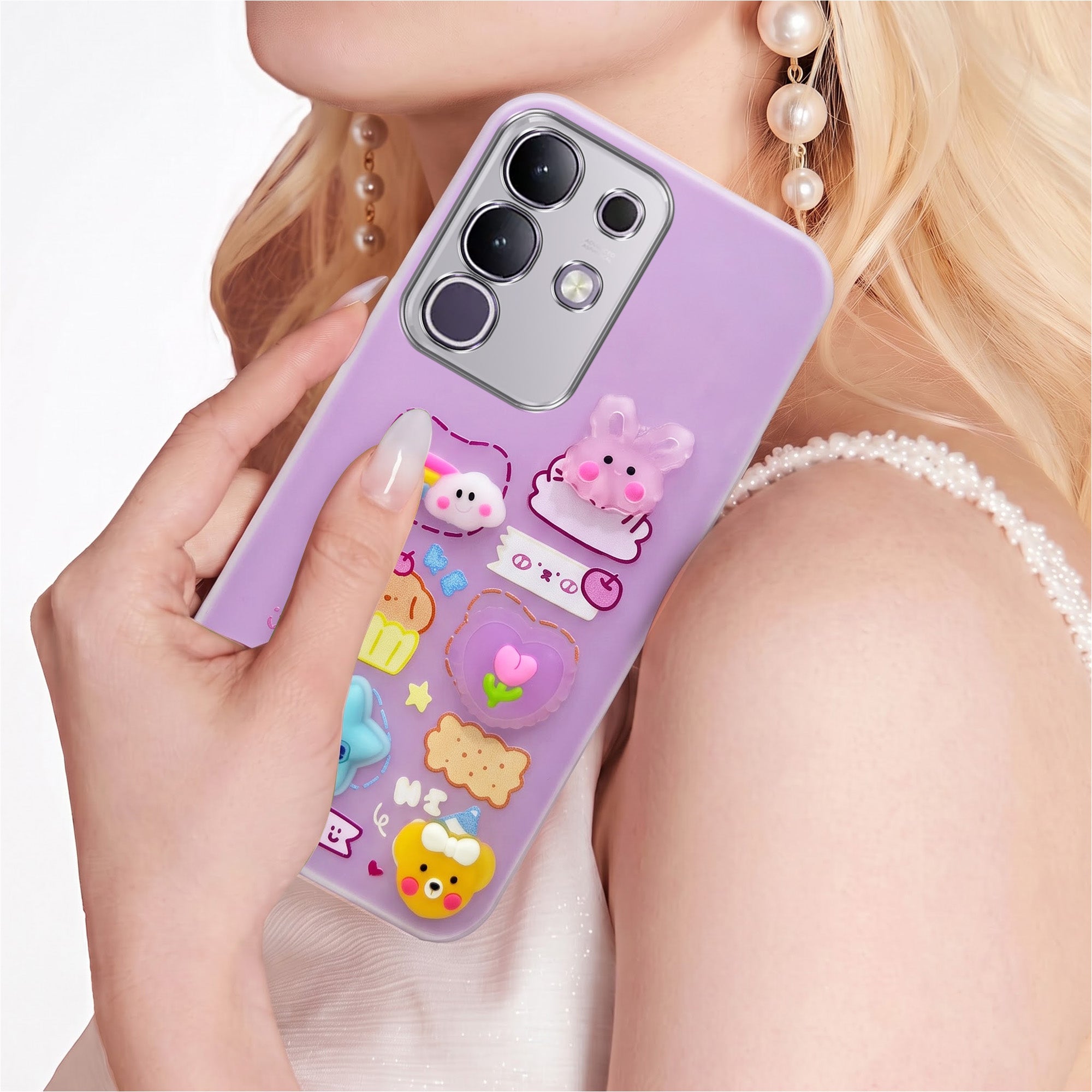 For Vivo T4x | Vivo Y31 Pro Back Cover Case (Cute 3D cartoon charms design | Slim Aesthetic Case for Girls | Camera Protection | Hard Unbreakable)
