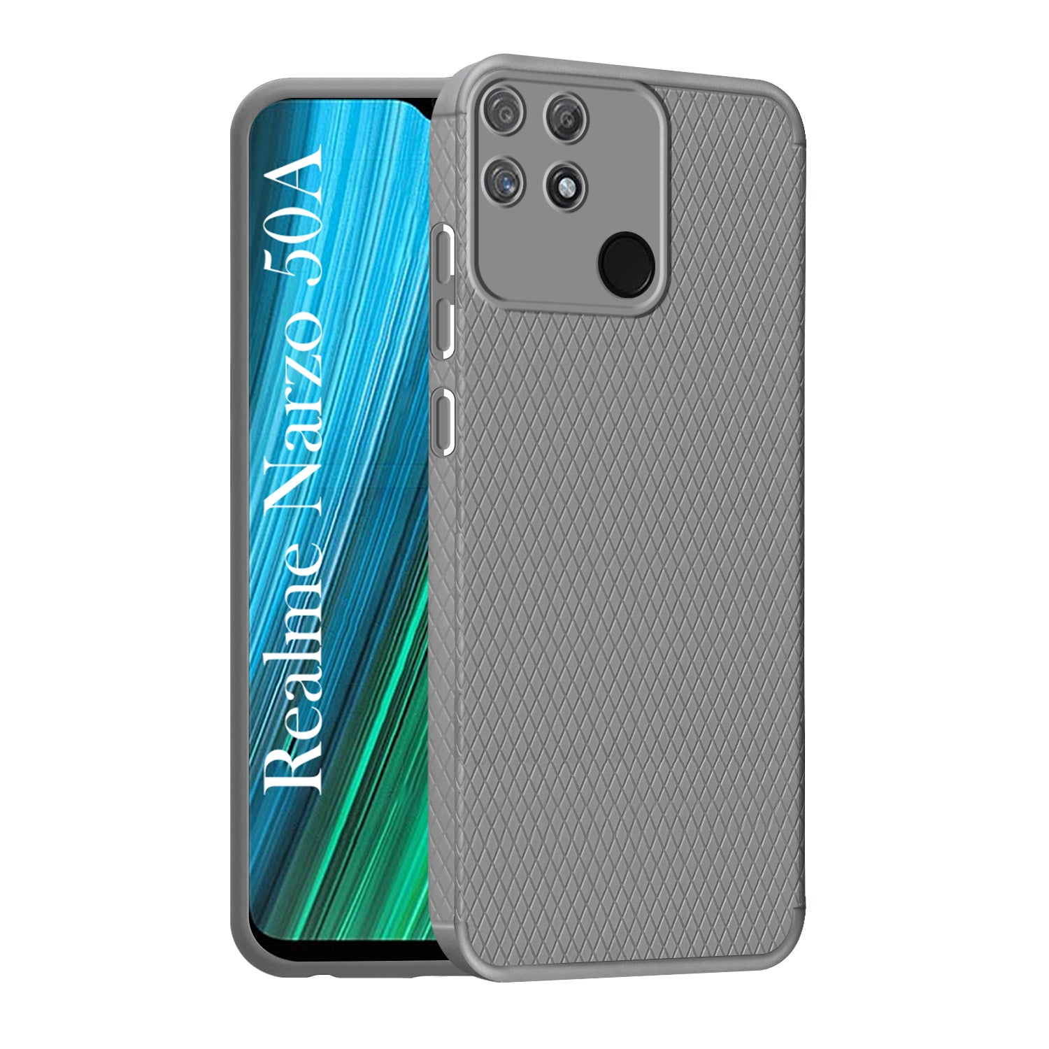 For Realme Narzo 50A Back Cover Case Liquid Silicone (Camera Protection | Side Grip Texture | Soft and Flexible)