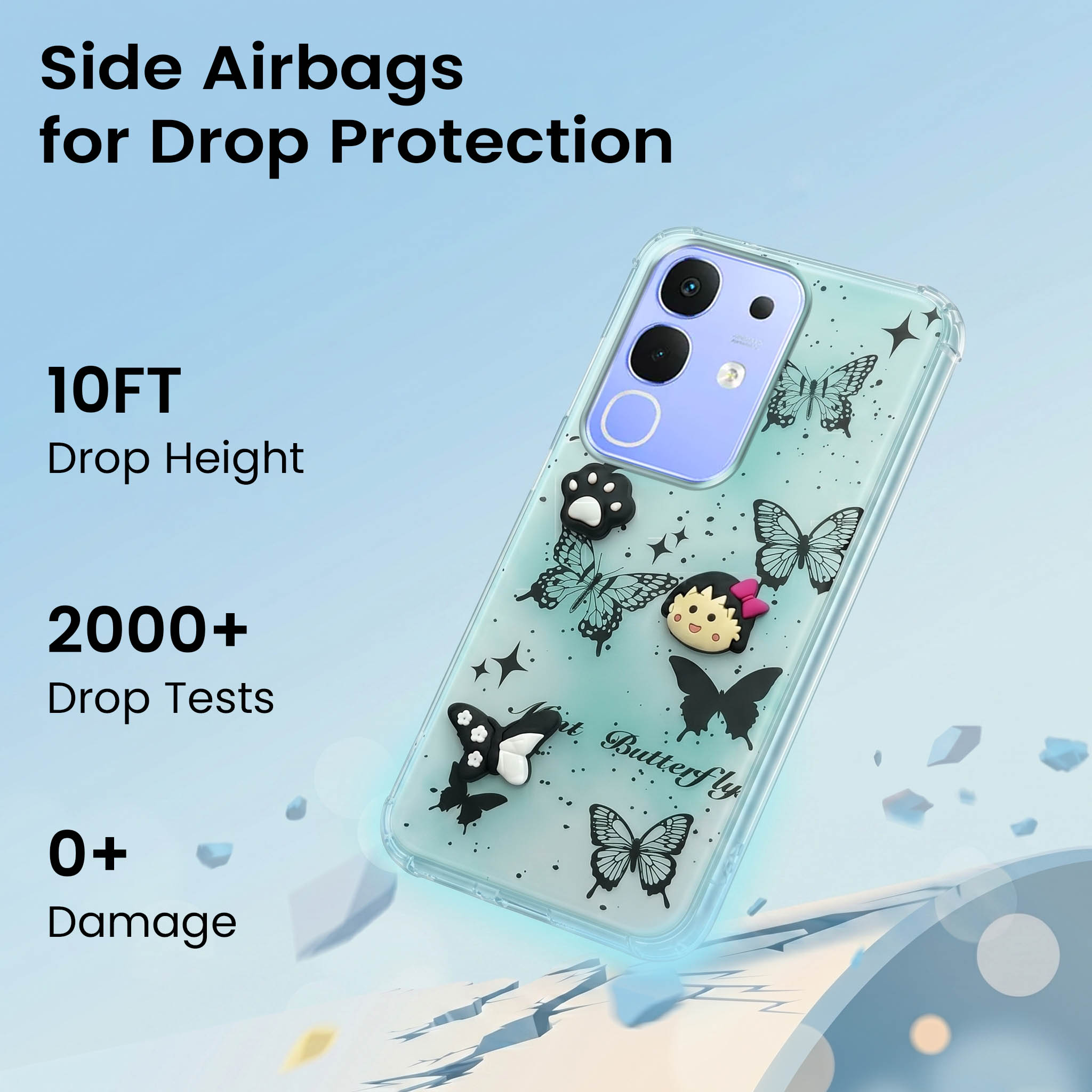 For Vivo iQOO Z10x Back Cover Case (3D Cute Cartoons | Hard Back Side Soft | Matte Premium Finish | HD Printing)