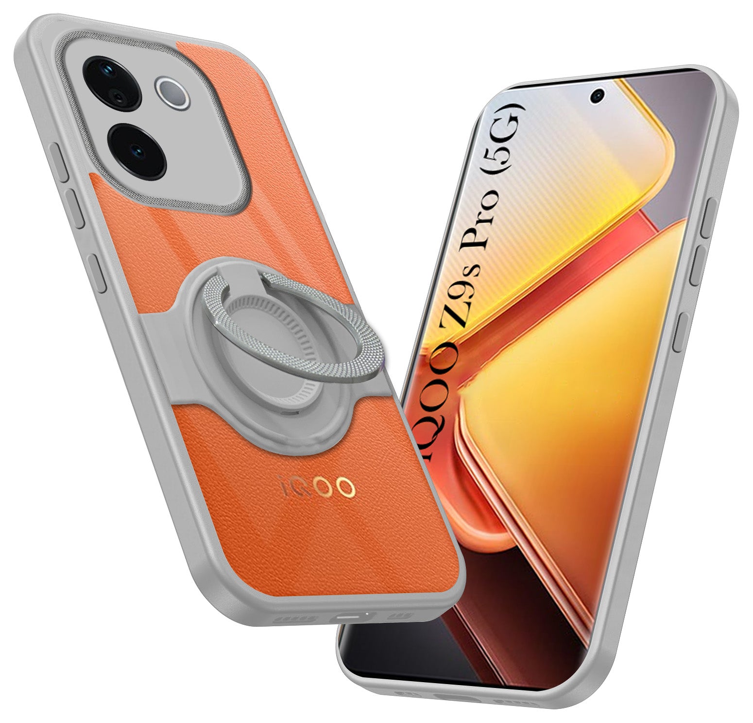 For Vivo iQOO Z9s Pro Back Cover Case with stand (Built-in Ring Holder Kickstand | Lifetime Anti Yellow | Camera Protection)