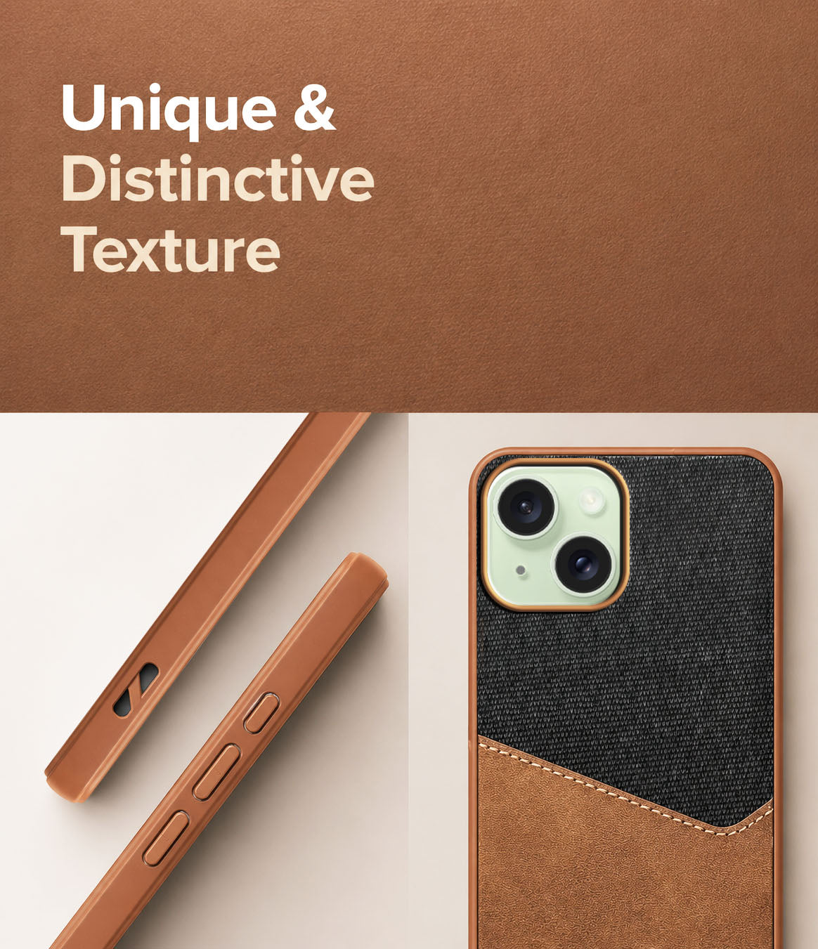 For Apple iPhone 15 Back Cover Case (Dual PU Leather Stitch | Professional Minimalist | Soft and Flexible)
