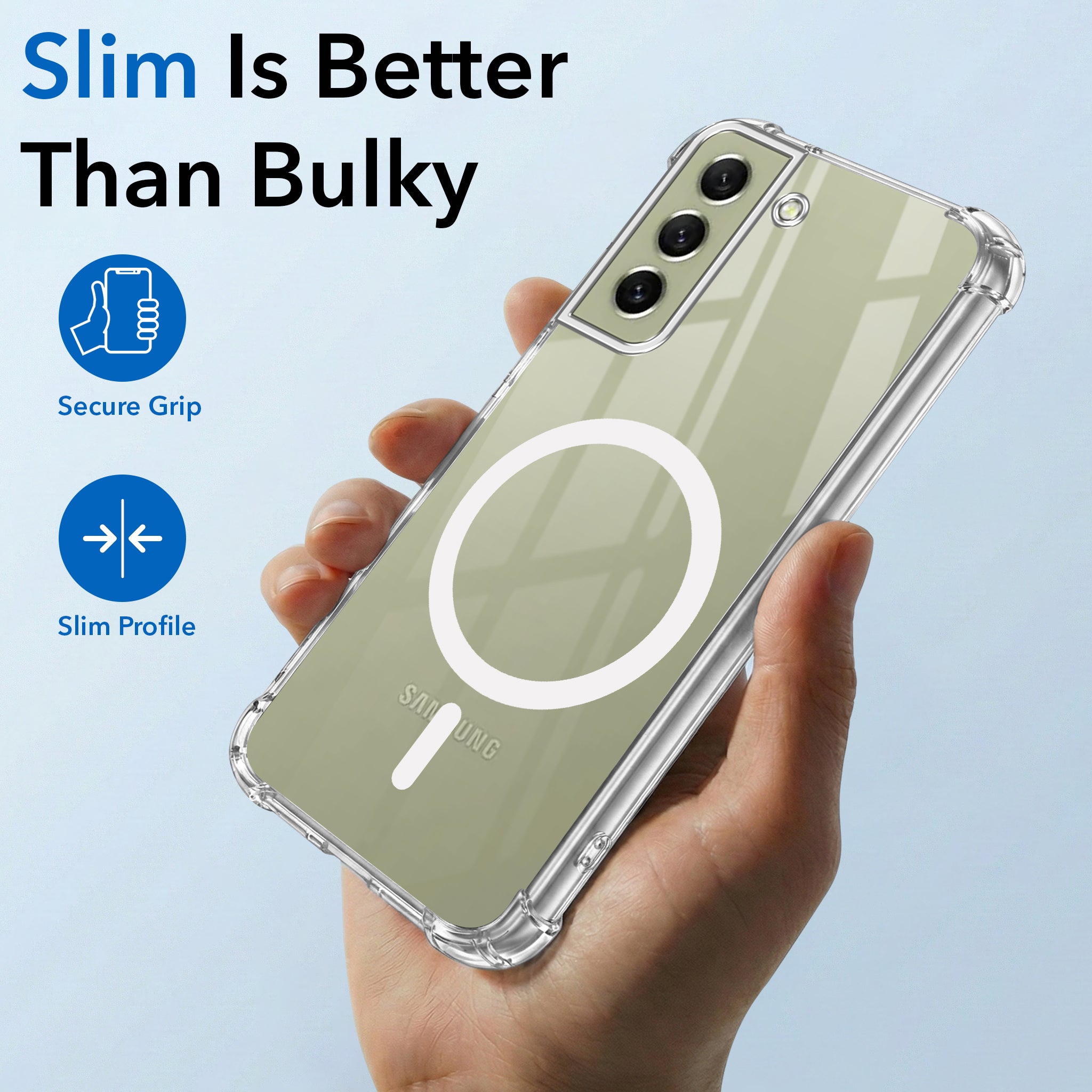 For Samsung Galaxy S21 FE 5G Back Cover Shockproof Crystal-Clear (Magsafe Wireless Support | Drop & Camera Protection | Hard Polycarbonate)