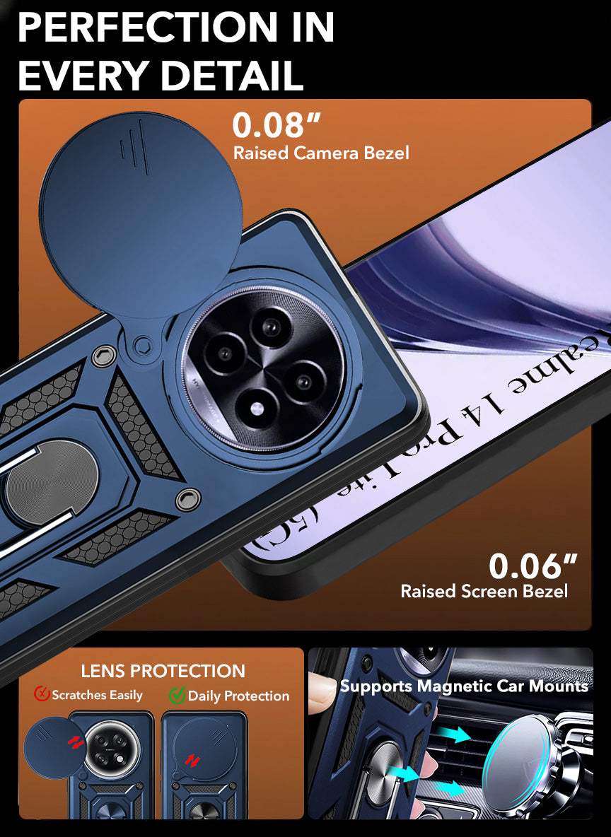 For Realme 14 Pro Lite Back Cover Case (Hybrid Dual Armor Polycarbonate)