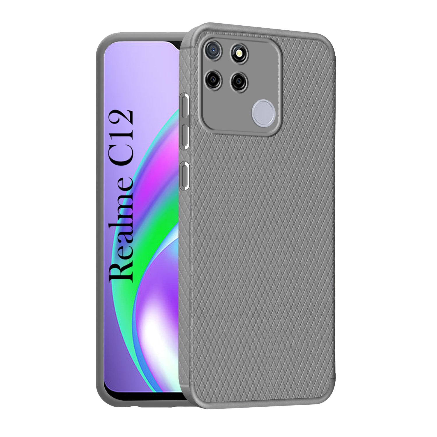 For Realme C12 Back Cover Case Liquid Silicone (Camera Protection | Side Grip Texture | Soft and Flexible)