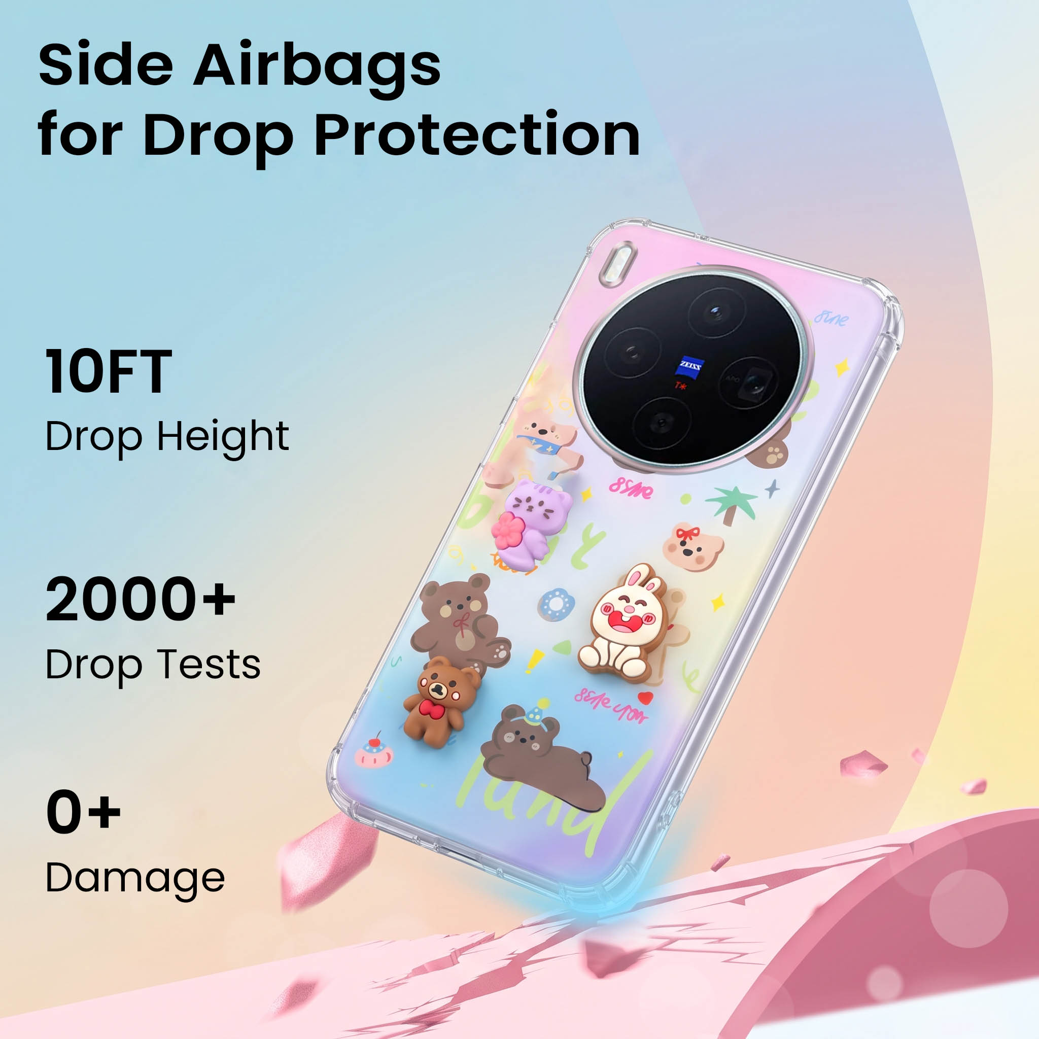 For Vivo X300 5G Back Cover Case (3D Cute Cartoons | Hard Back Side Soft | Matte Premium Finish | HD Printing)