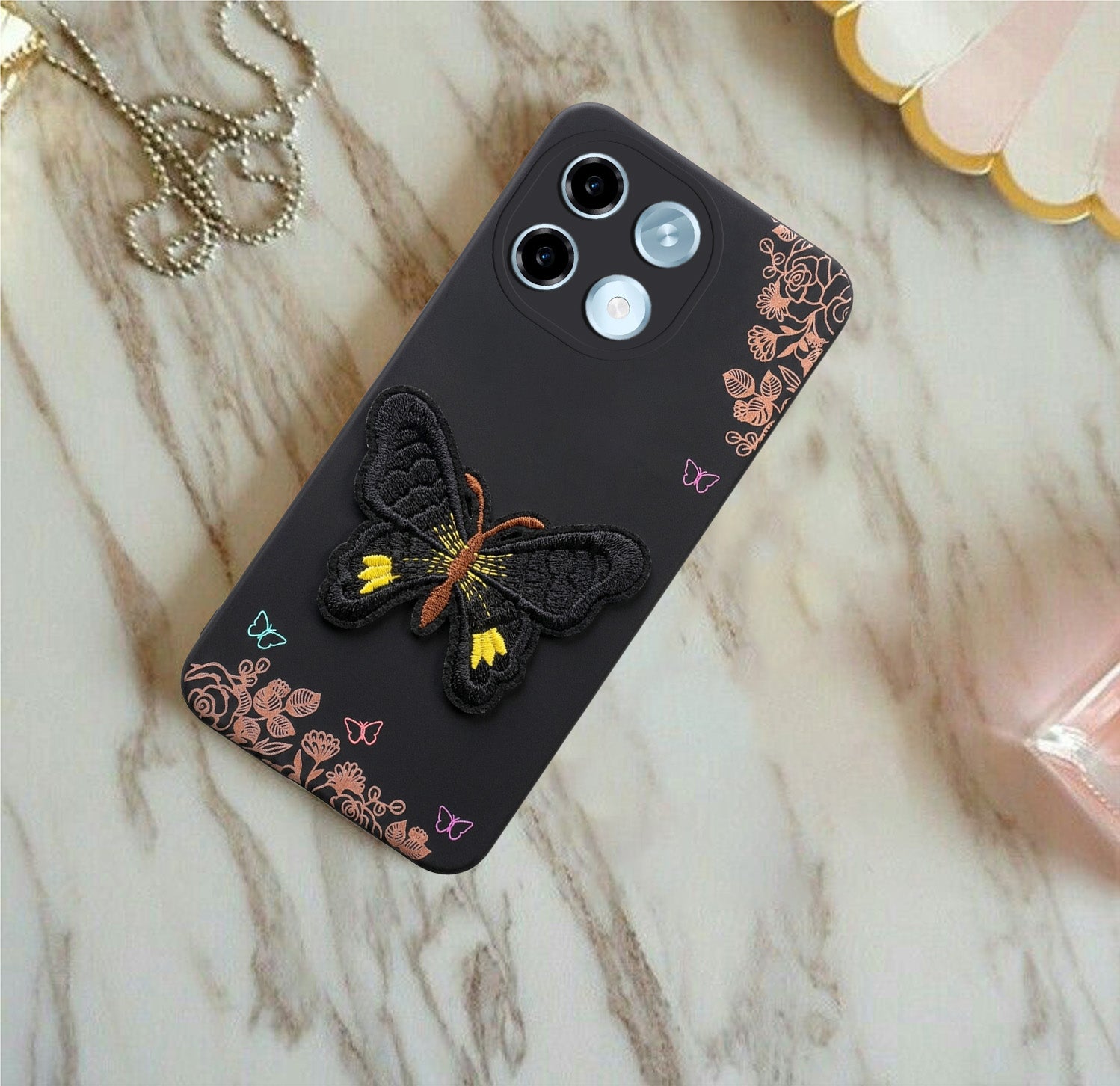 For Ai+ Nova 2 5G Back Cover Case (Soft Butterfly Embroidery | Women Teen Girls | Camera Protection| Matte Silicone)