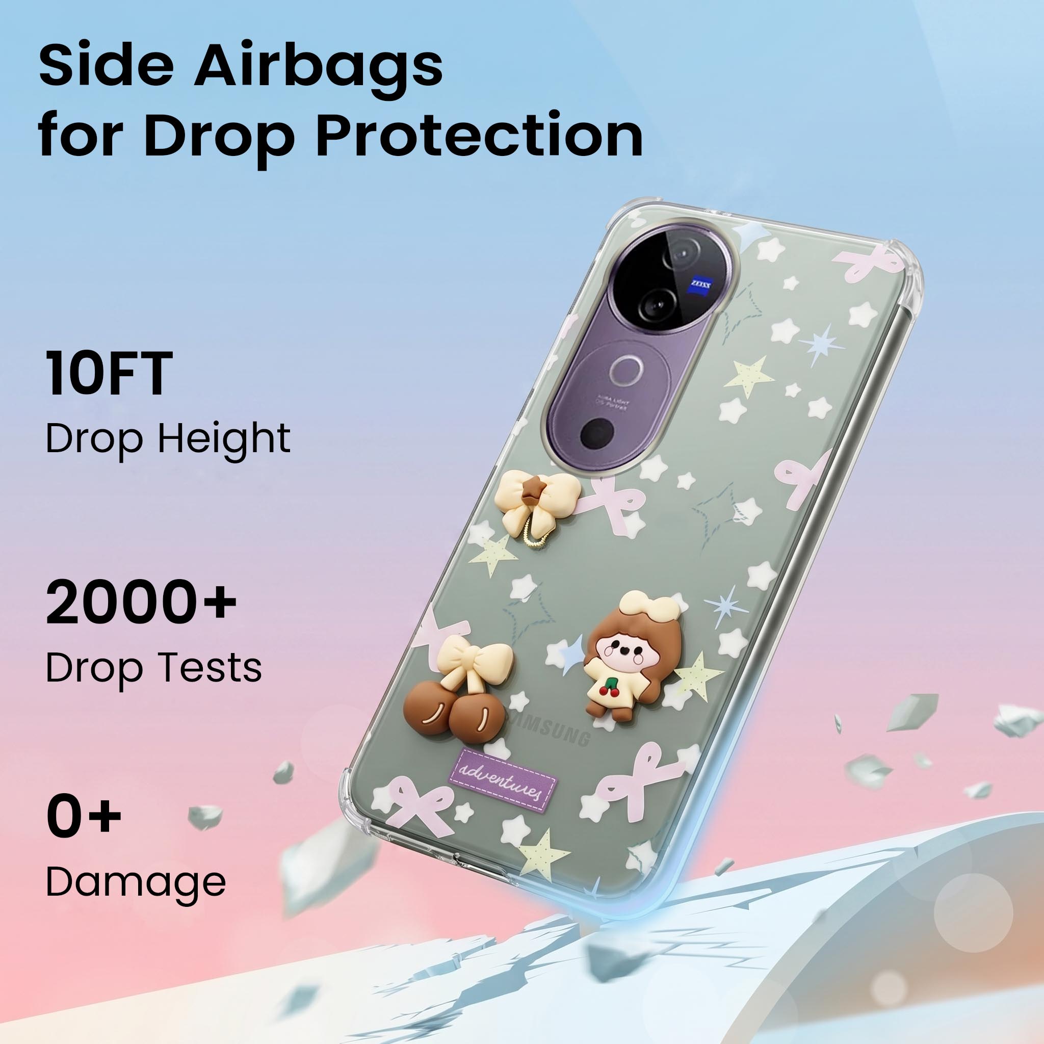 For Vivo V40 | Vivo V40 Pro 5G Back Cover Case (3D Cute Cartoons | Hard Back Side Soft | Matte Premium Finish | HD Printing)