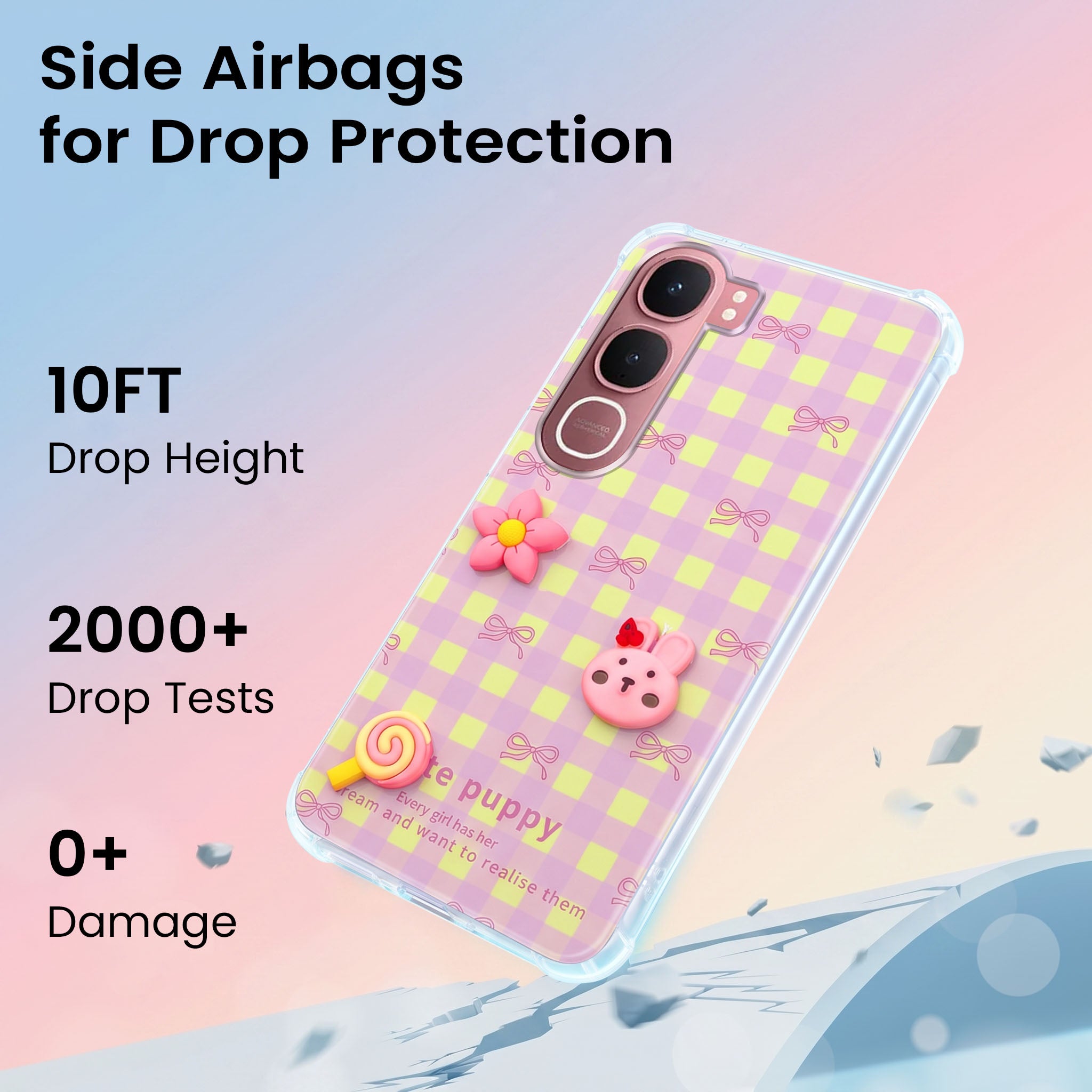For Vivo Y31 5G Back Cover Case (3D Cute Cartoons | Hard Back Side Soft | Matte Premium Finish | HD Printing)