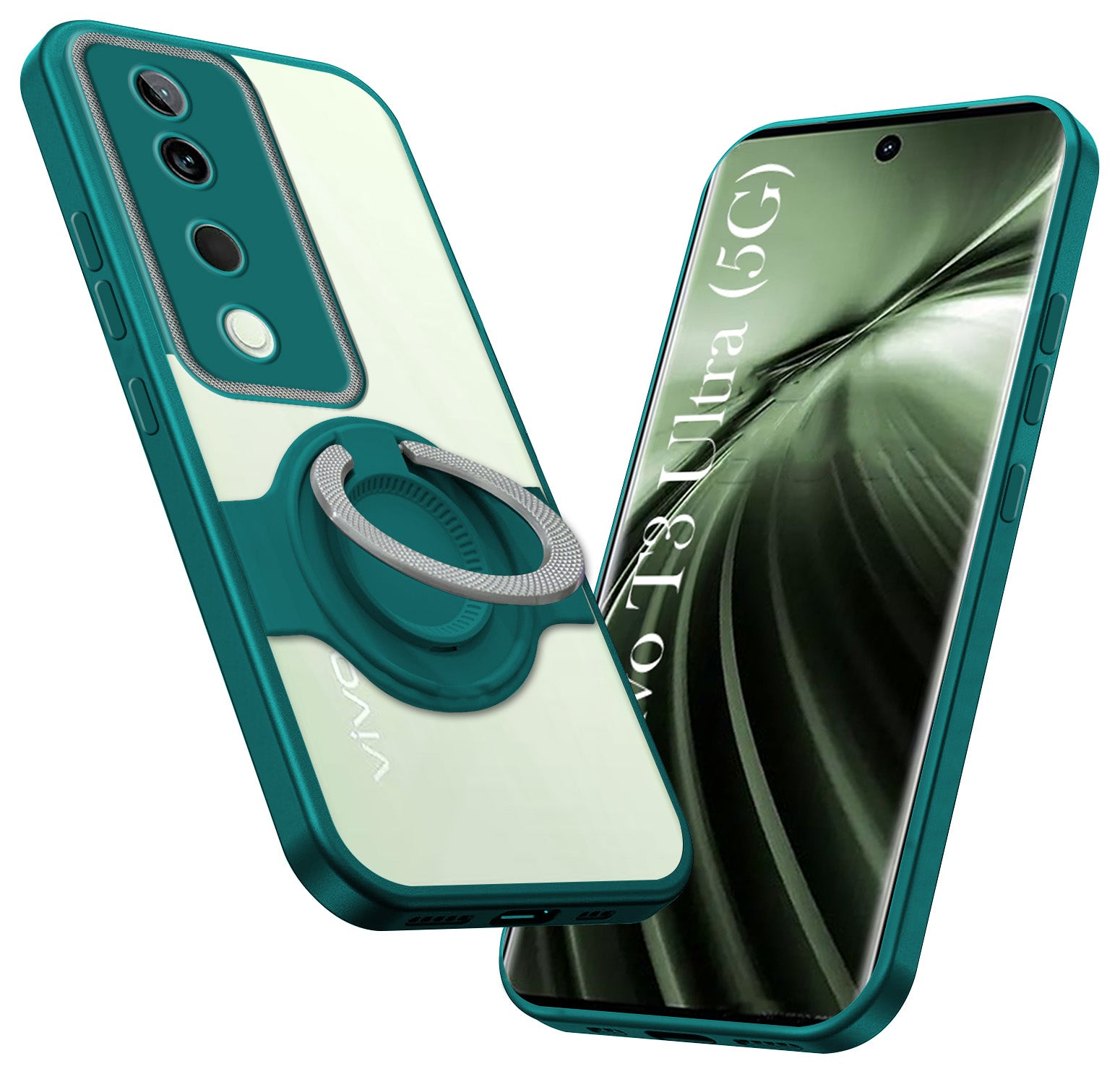 For Vivo T3 Ultra Back Cover Case with stand (Built-in Ring Holder Kickstand | Lifetime Anti Yellow | Camera Protection)