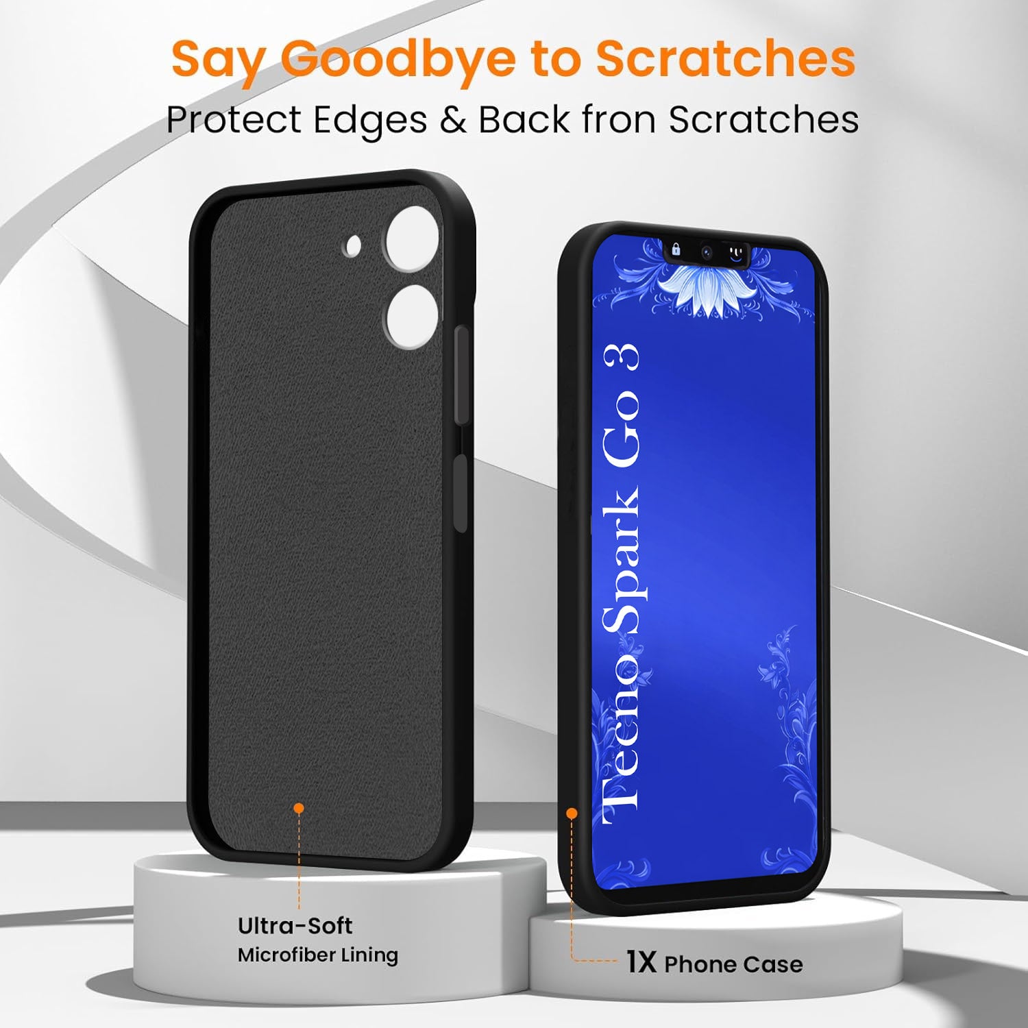 For Tecno Spark Go 3 Back Cover Case Rubberised (Textured Grip Design | Micro-Fiber Cloth Inside | Slim and Light Weight | Soft Touch and Feel)