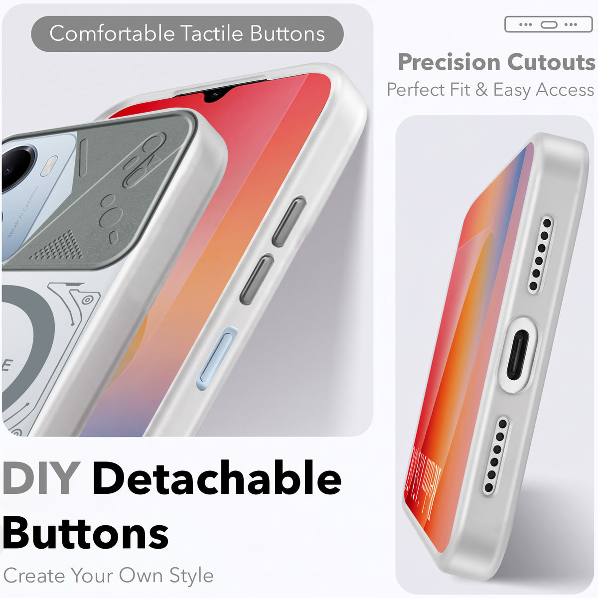 For Redmi 15A 5G Metallic Back Cover Case (Metallic Camera Protection & Buttons | Translucent Milky Shade | Hard Polycarbonate)