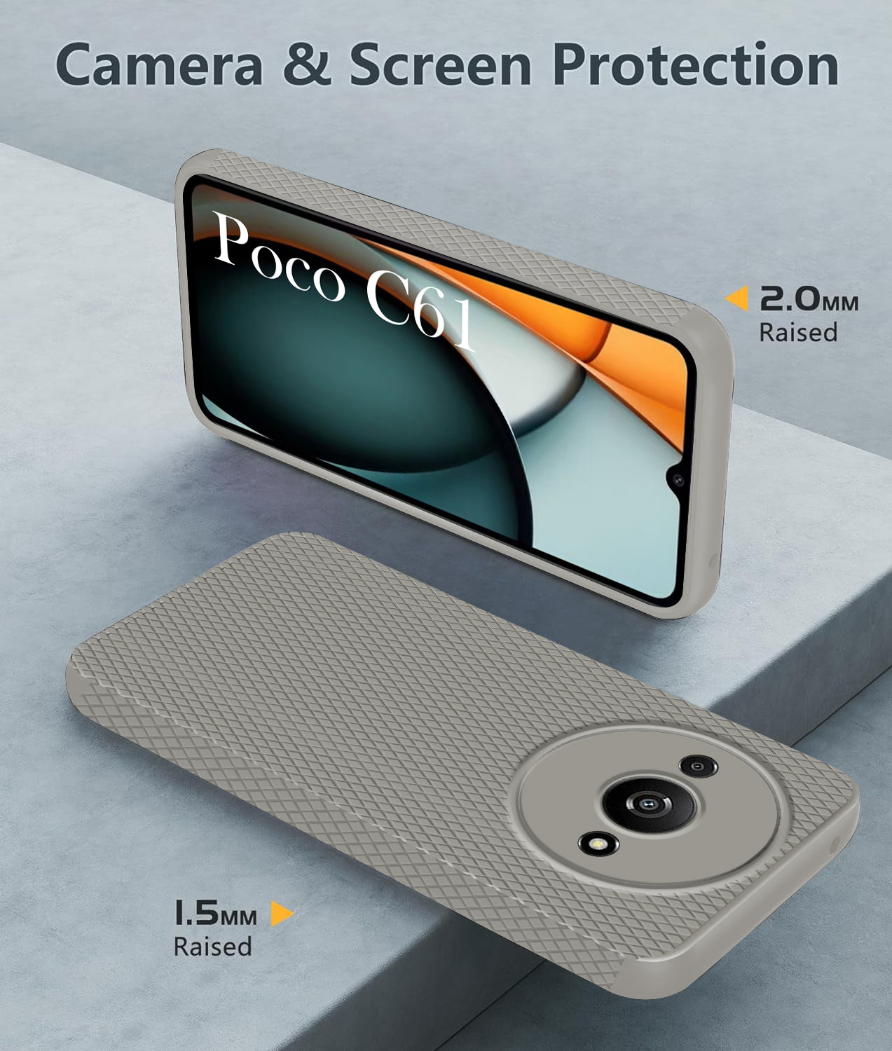 For Xiaomi Poco C61 Back Cover Case (Liquid Silicone | Side Grip | Camera Protection)