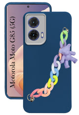 For Motorola Moto G85 5G Back Cover Case (Wrist Hanging Chain | Teddy Bracelet Charms | Dual Color Matte Finish | Full Camera Protection | Sleek and Professional)