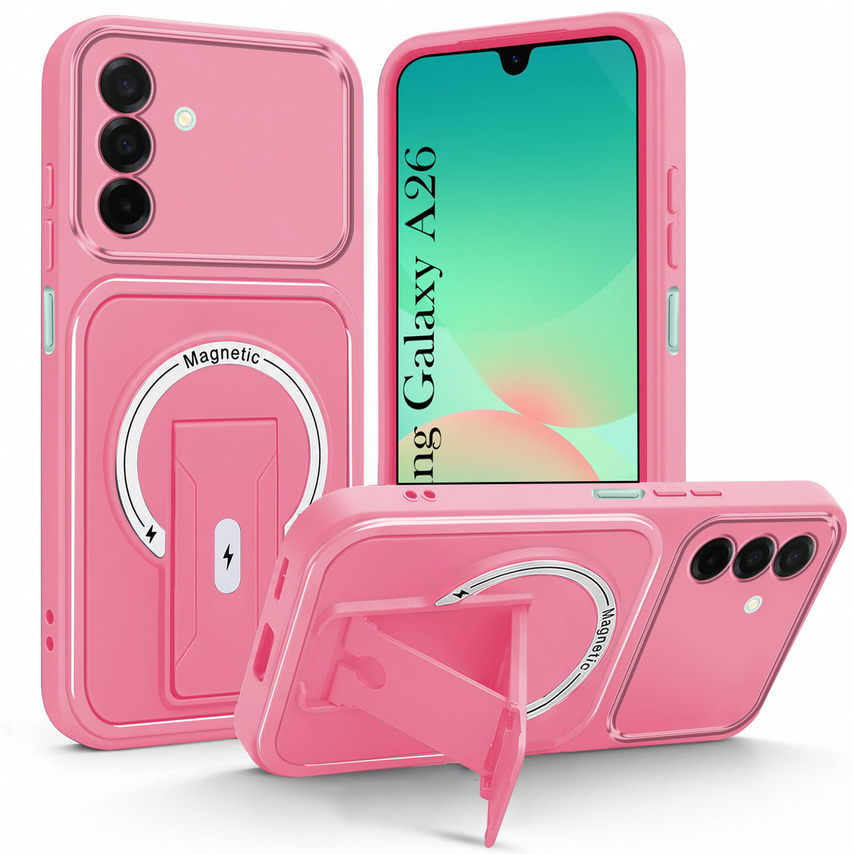 For Samsung Galaxy A26 5G Back Case Cover Metallic (Hybrid Armor Kickstand | MagSafe Compatible | Camera Protection Shockproof)