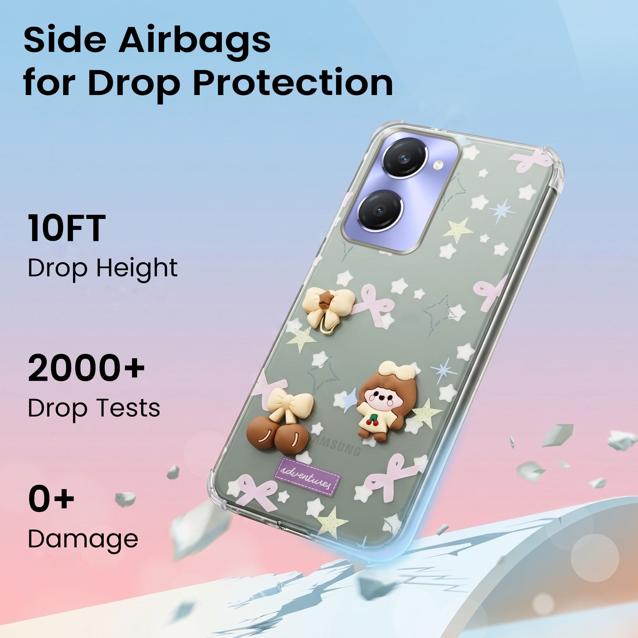 For Vivo Y28s 5G | Vivo T3 Lite 5G Back Cover Case (3D Cute Cartoons | Hard Back Side Soft | Matte Premium Finish | HD Printing)
