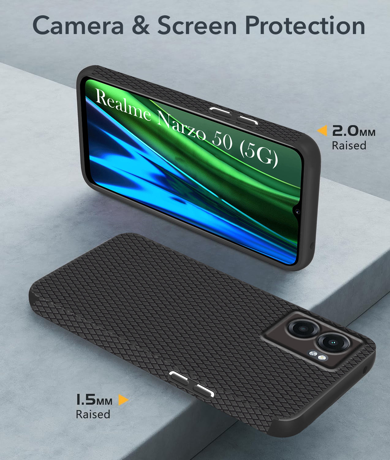 For Realme Narzo 50 5G Back Cover Case  (Liquid Silicone | Side Grip | Camera Protection)
