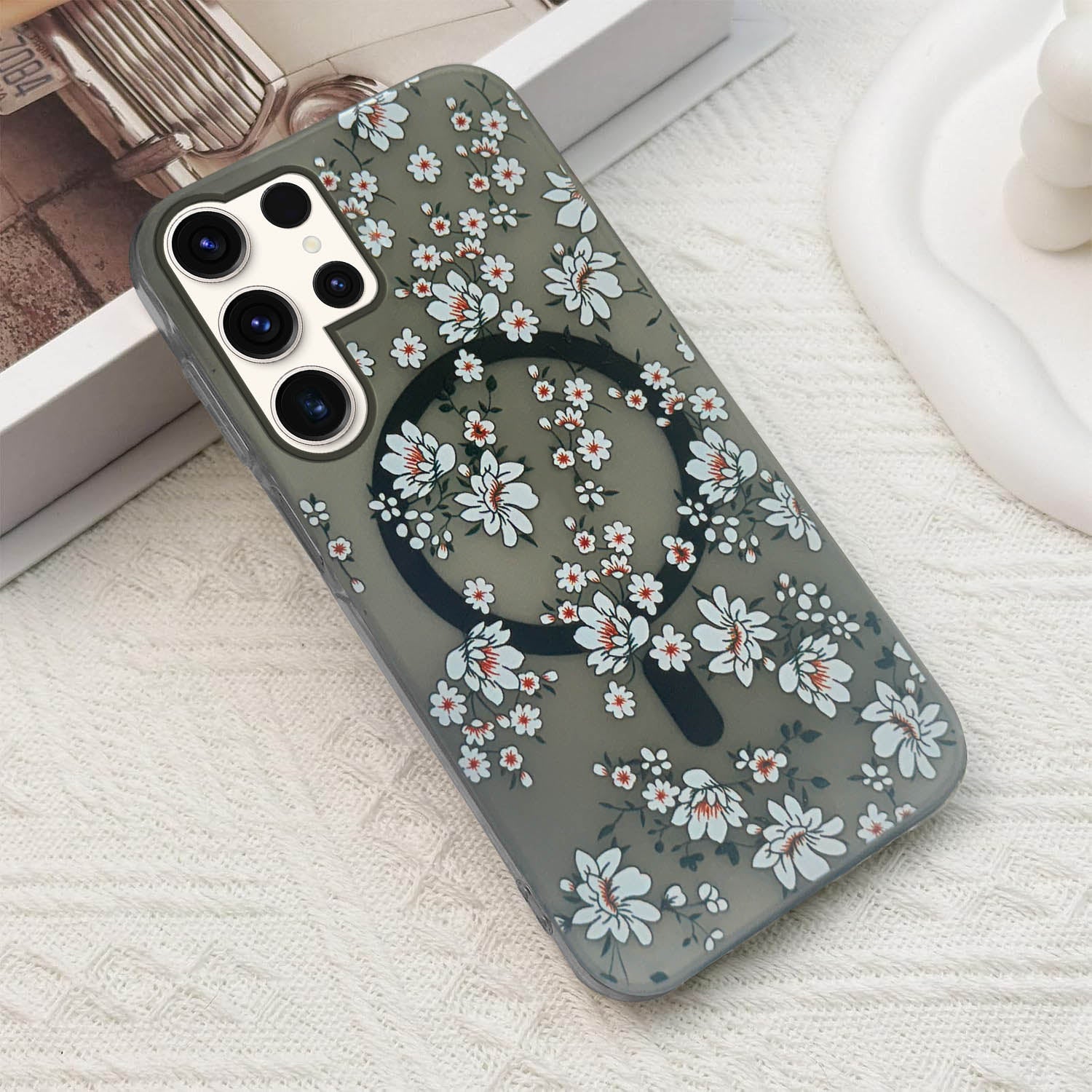 For Samsung Galaxy S23 Ultra Back Cover Case (Cute Floral Design | Flower Print for Girls | MagSafe Compatible Wireless Charging)