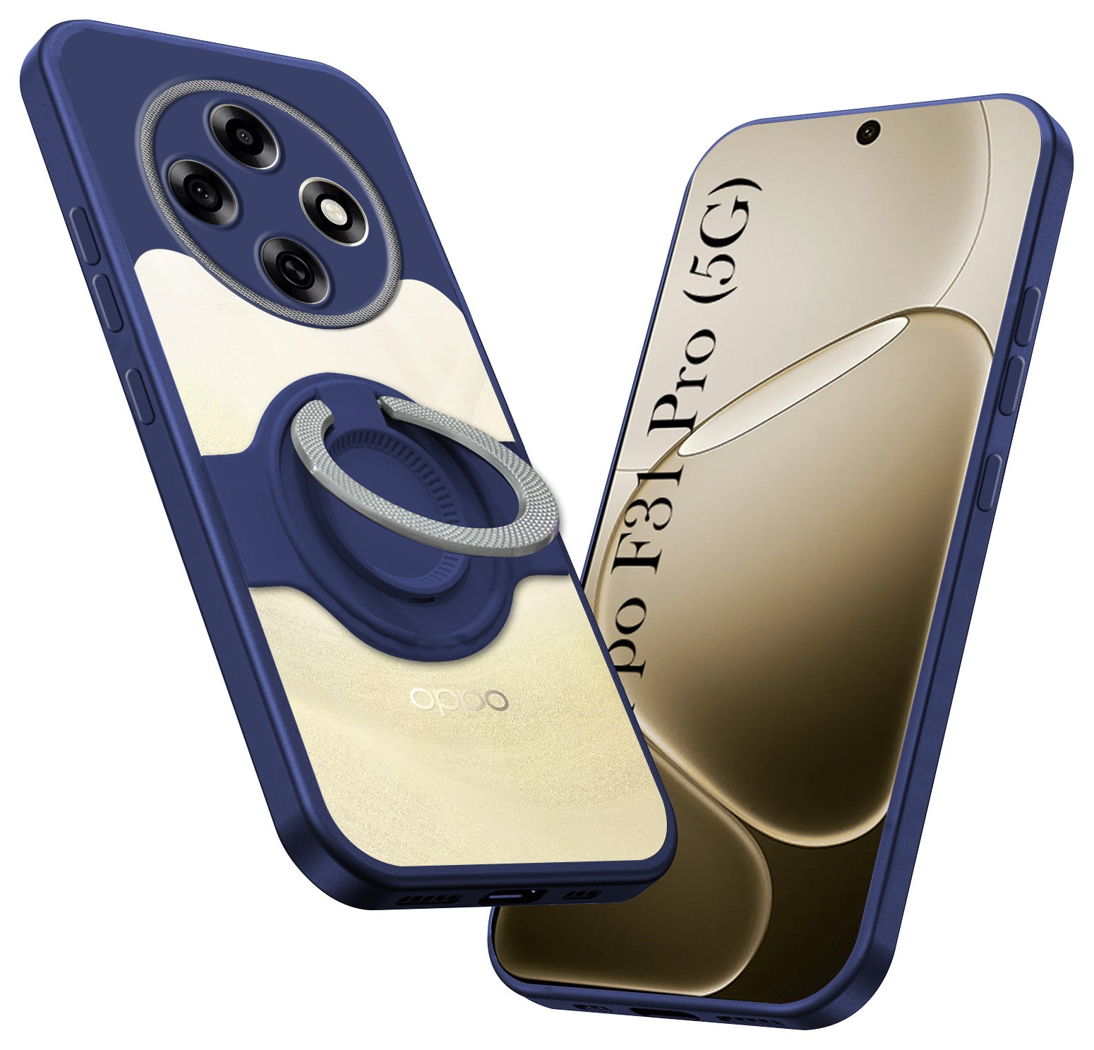 For Oppo F31 Pro Back Cover Case with stand (Built-in Ring Holder Kickstand | Lifetime Anti Yellow | Camera Protection)