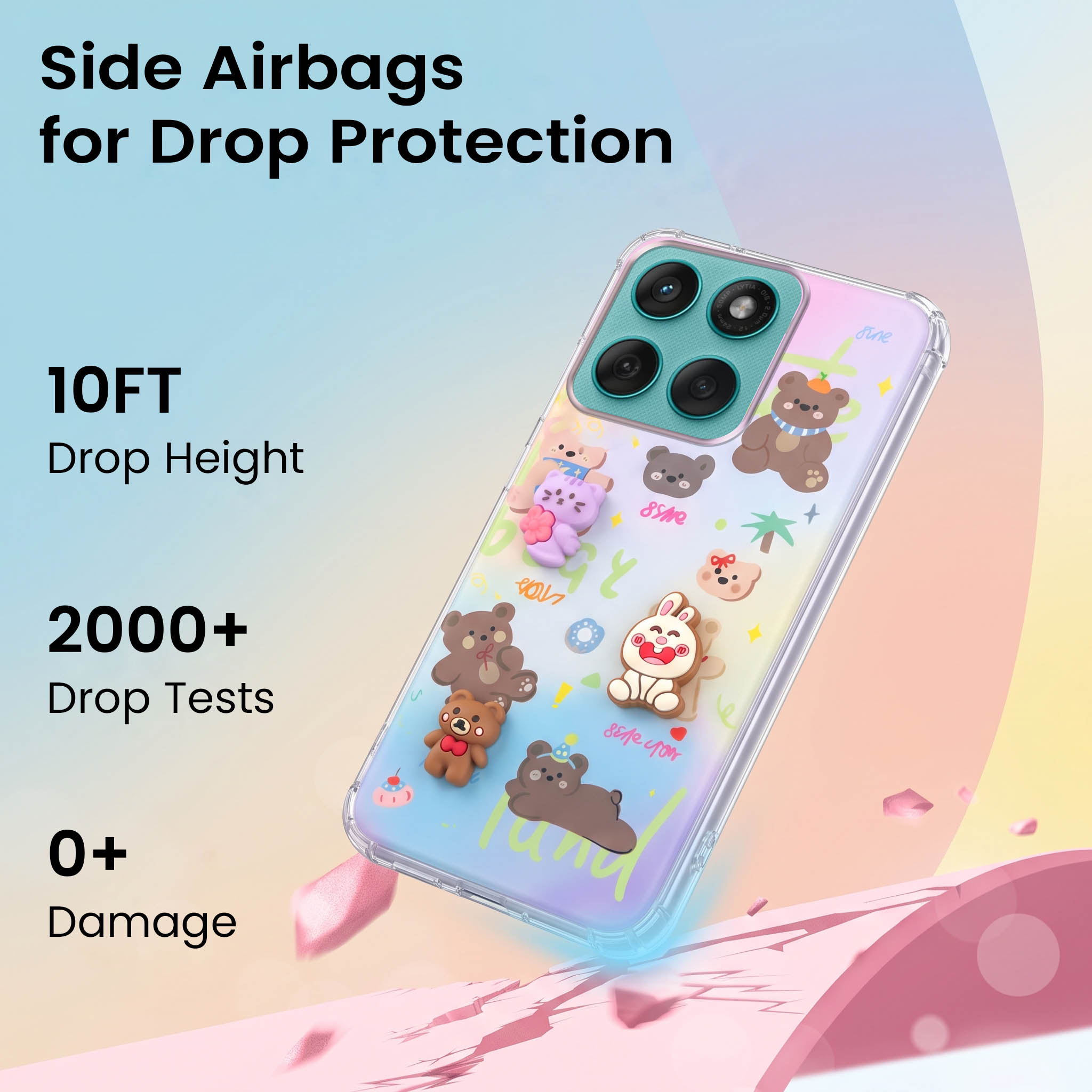 For Motorola Moto Edge 60 Fusion Back Cover Case (3D Cute Cartoons | Hard Back Side Soft | Matte Premium Finish | HD Printing)