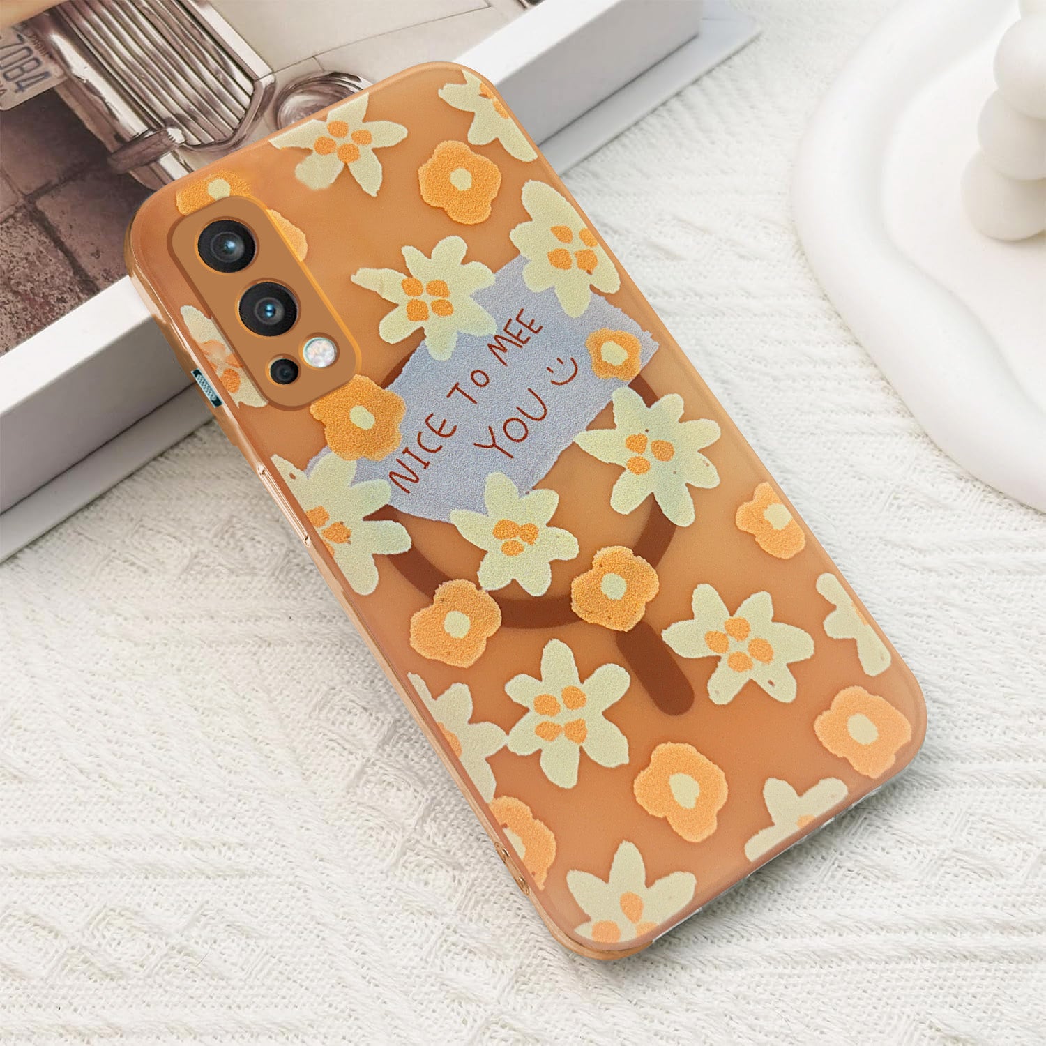 For OnePlus Nord 2 Back Cover Case (Cute Floral Design | Flower Print for Girls | MagSafe Compatible Wireless Charging)