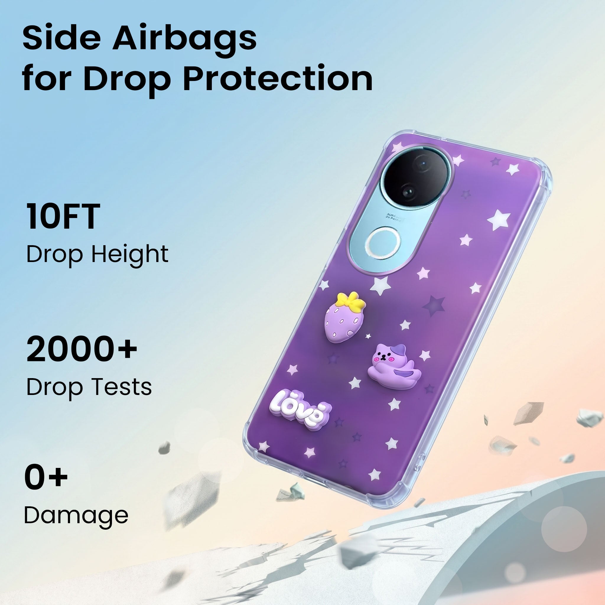 For Vivo iQOO Z10R Back Cover Case (3D Cute Cartoons | Hard Back Side Soft | Matte Premium Finish | HD Printing)