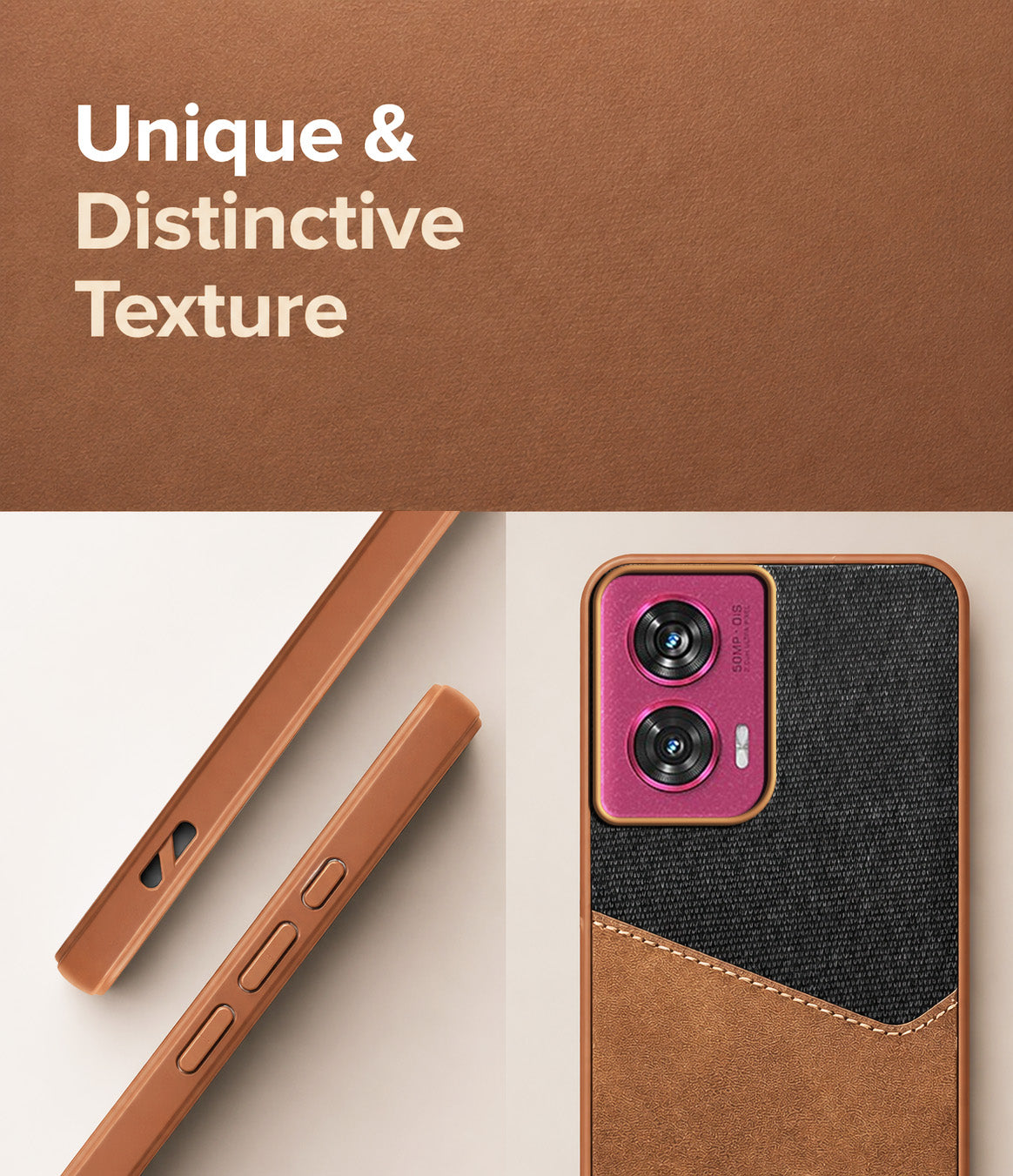For Motorola Moto Edge 50 Fusion Back Cover Case (Dual PU Leather Stitch | Professional Minimalist | Soft and Flexible)