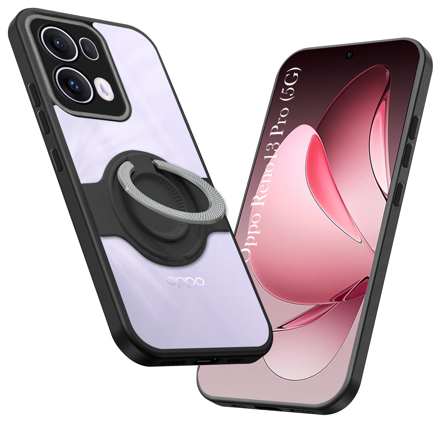 For Oppo Reno13 Pro 5G | Oppo Reno 13 Pro 5G Back Cover Case with stand (Built-in Ring Holder Kickstand | Lifetime Anti Yellow | Camera Protection)
