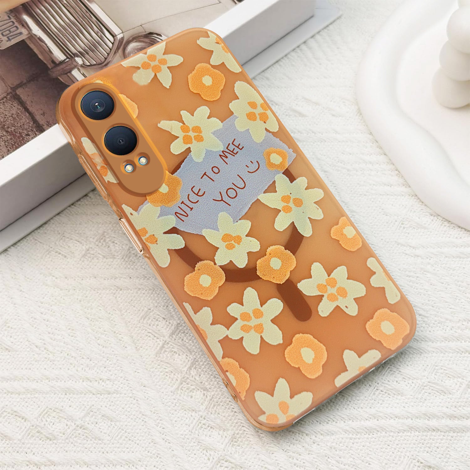 For OnePlus Nord CE 4 Lite Back Cover Case (Cute Floral Design | Flower Print for Girls | MagSafe Compatible Wireless Charging)