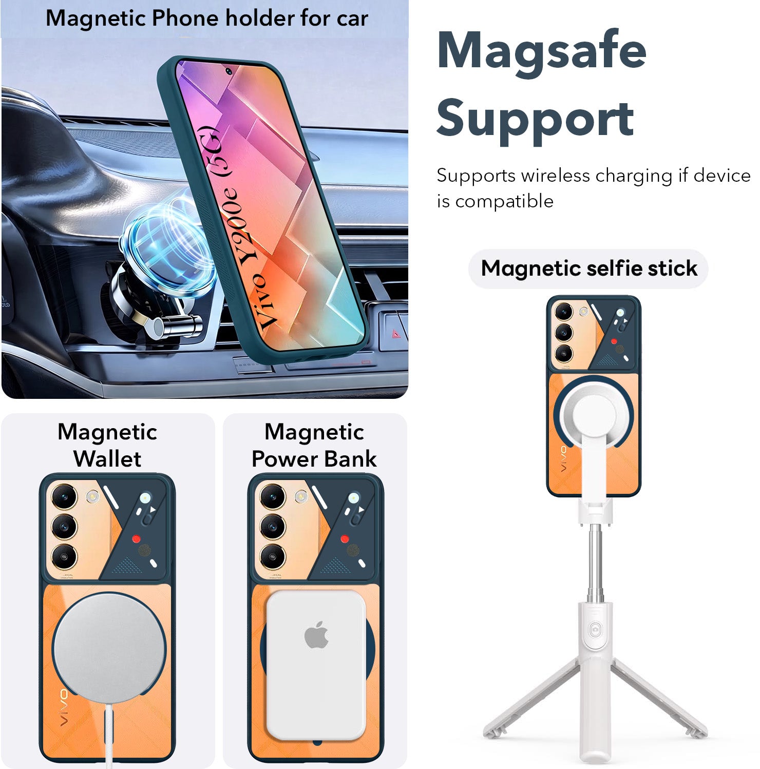 For Vivo Y200e Back Cover Case Lifetime Anti-Yellow Clear (Camera Protection | Side Grip | Wireless MagSafe Compatible)
