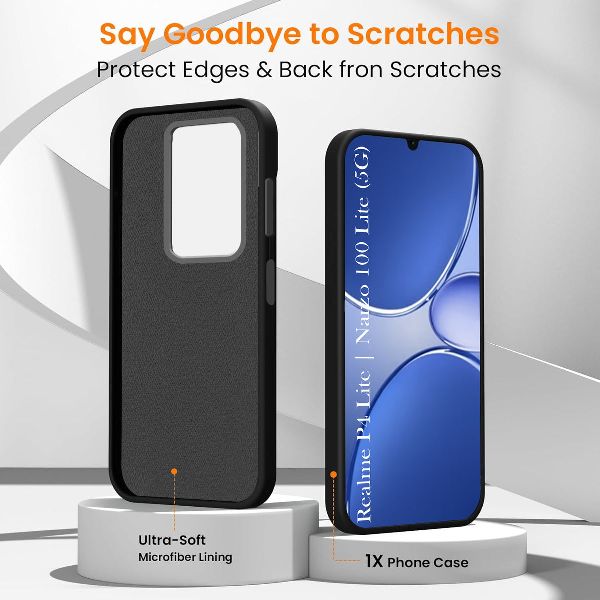 For Realme P4 Lite 5G | Narzo 100 Lite 5G Back Cover Case Rubberised (Textured Grip Design| Micro-Fiber Cloth Inside | Slim and Light Weight | Soft Touch and Feel)