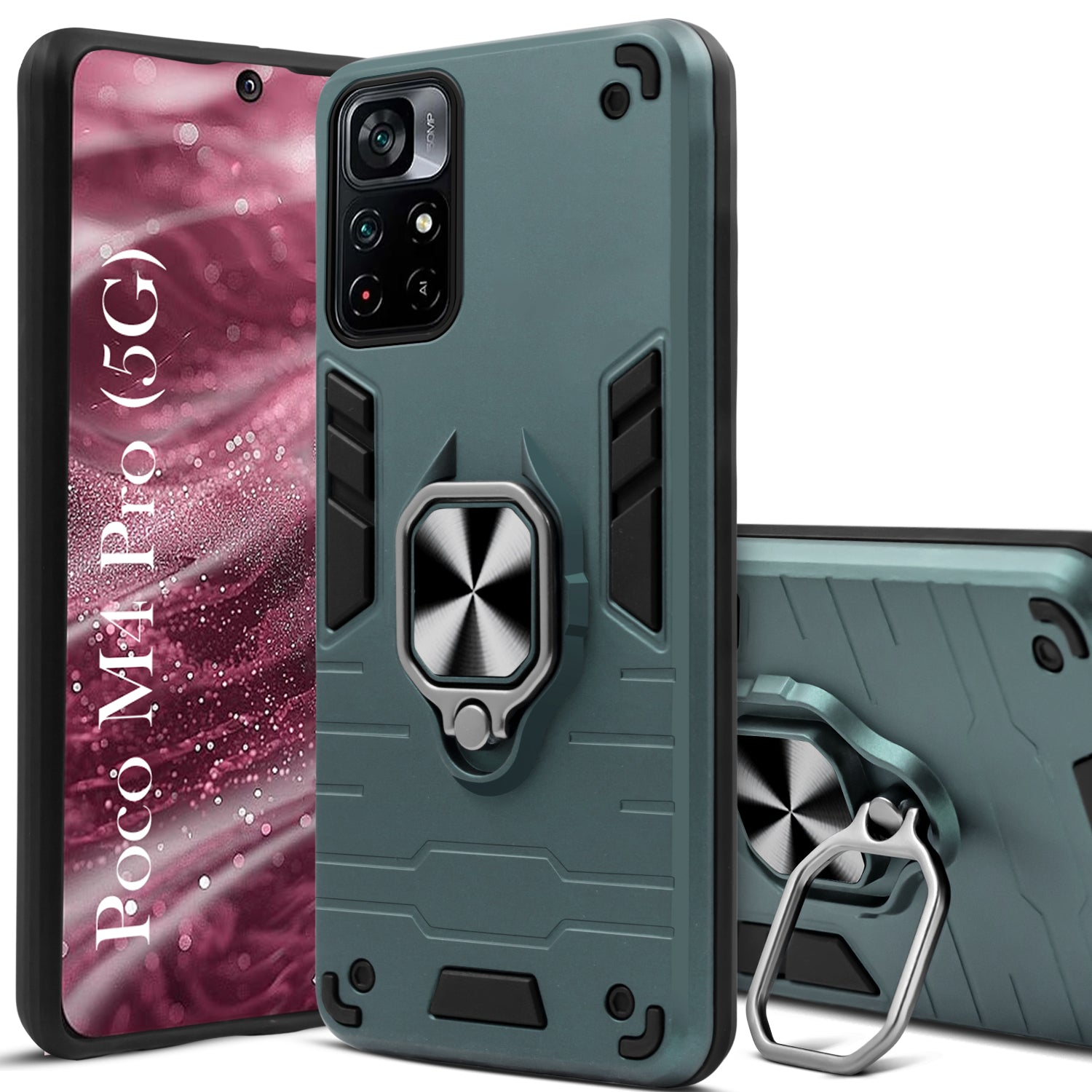 For Poco M4 Pro 5G Back Cover Case (Shockproof Polycarbonate Dual Layer Hybrid Armor)