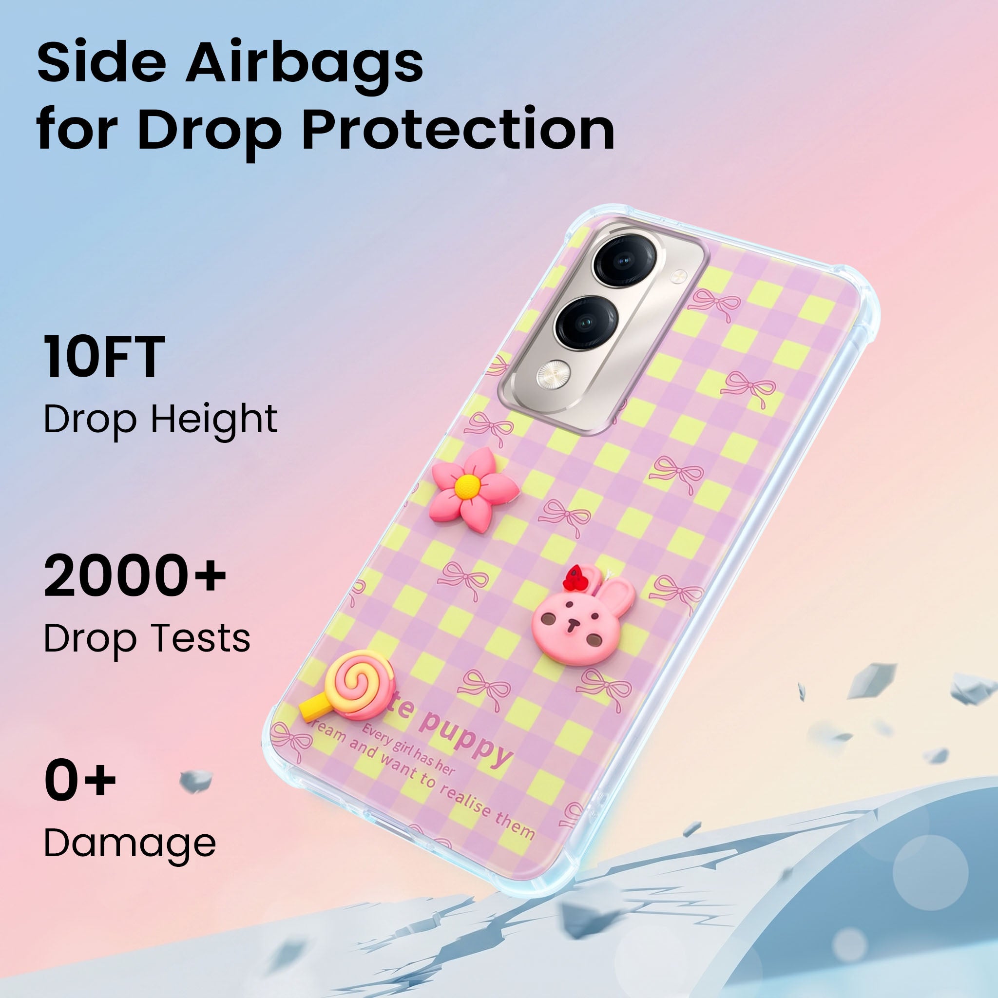 For Vivo Y19 | Vivo Y19e | Vivo T4 Lite Back Cover Case (3D Cute Cartoons | Hard Back Side Soft | Matte Premium Finish | HD Printing)